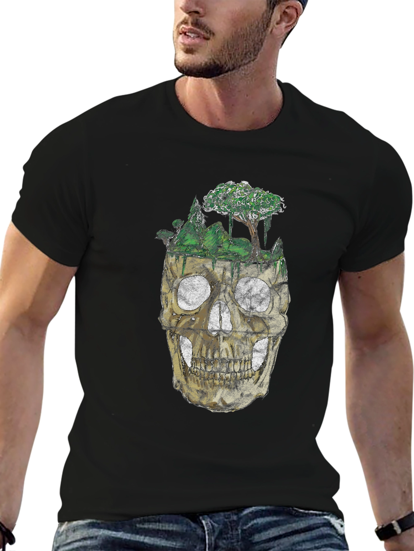 Skull Forest Graphic Tee - Black