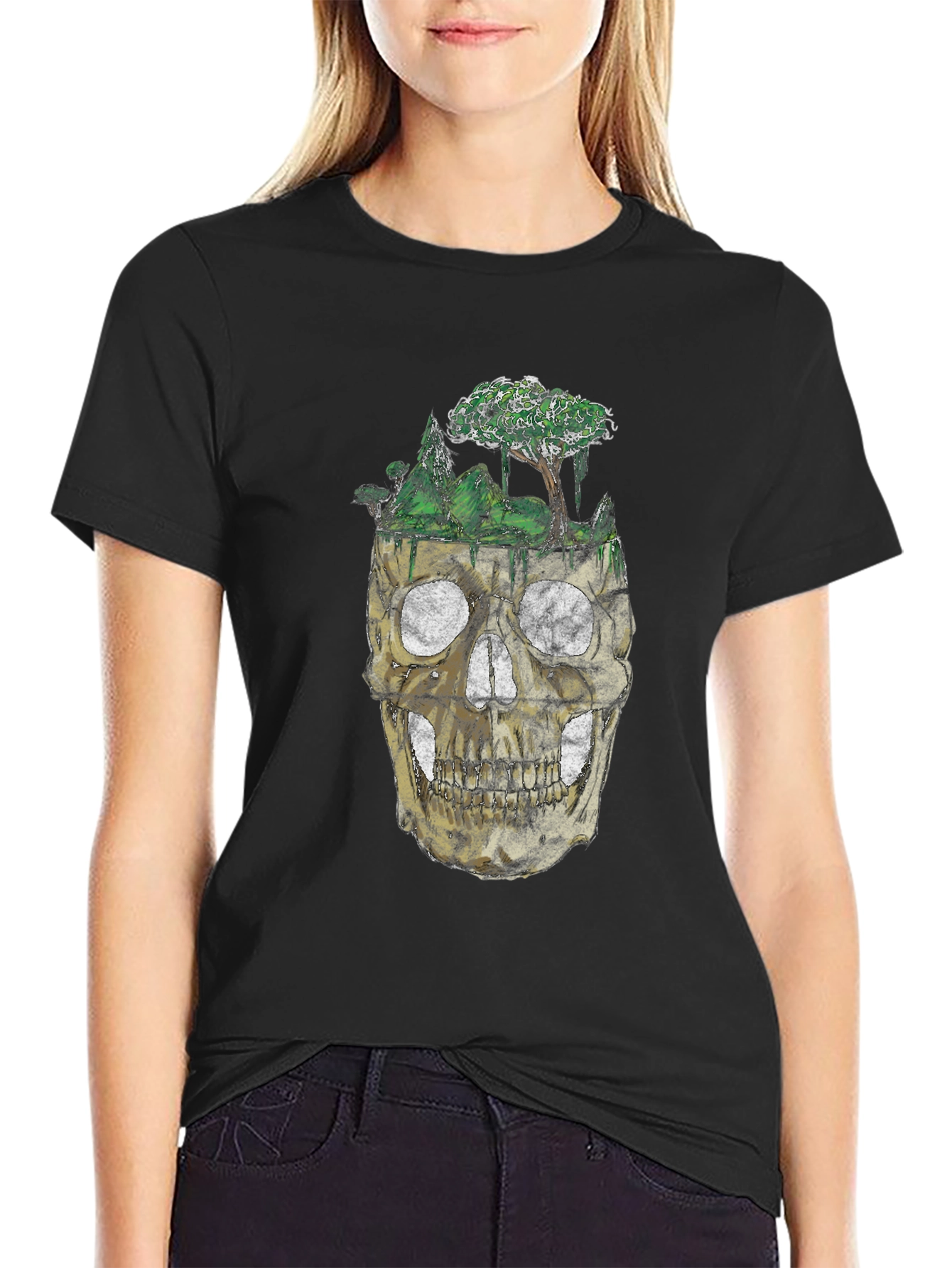 Skull Forest Graphic Tee - Black