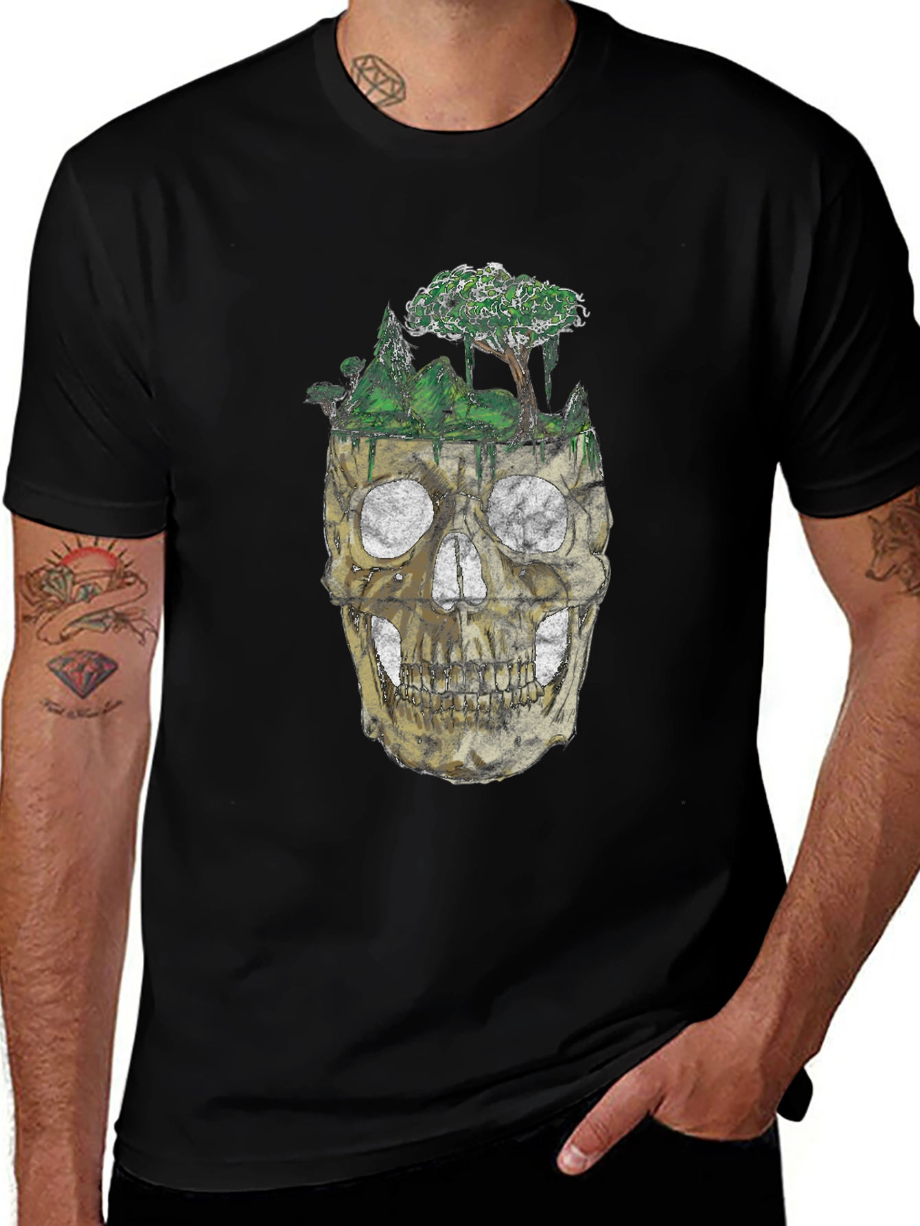 Skull Forest Graphic Tee - Black