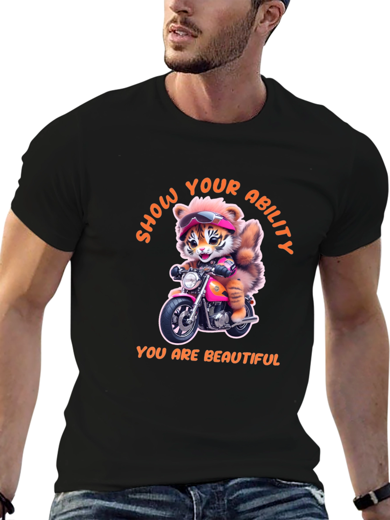 Motorcycle Tiger Graphic Tee - Show Your Ability