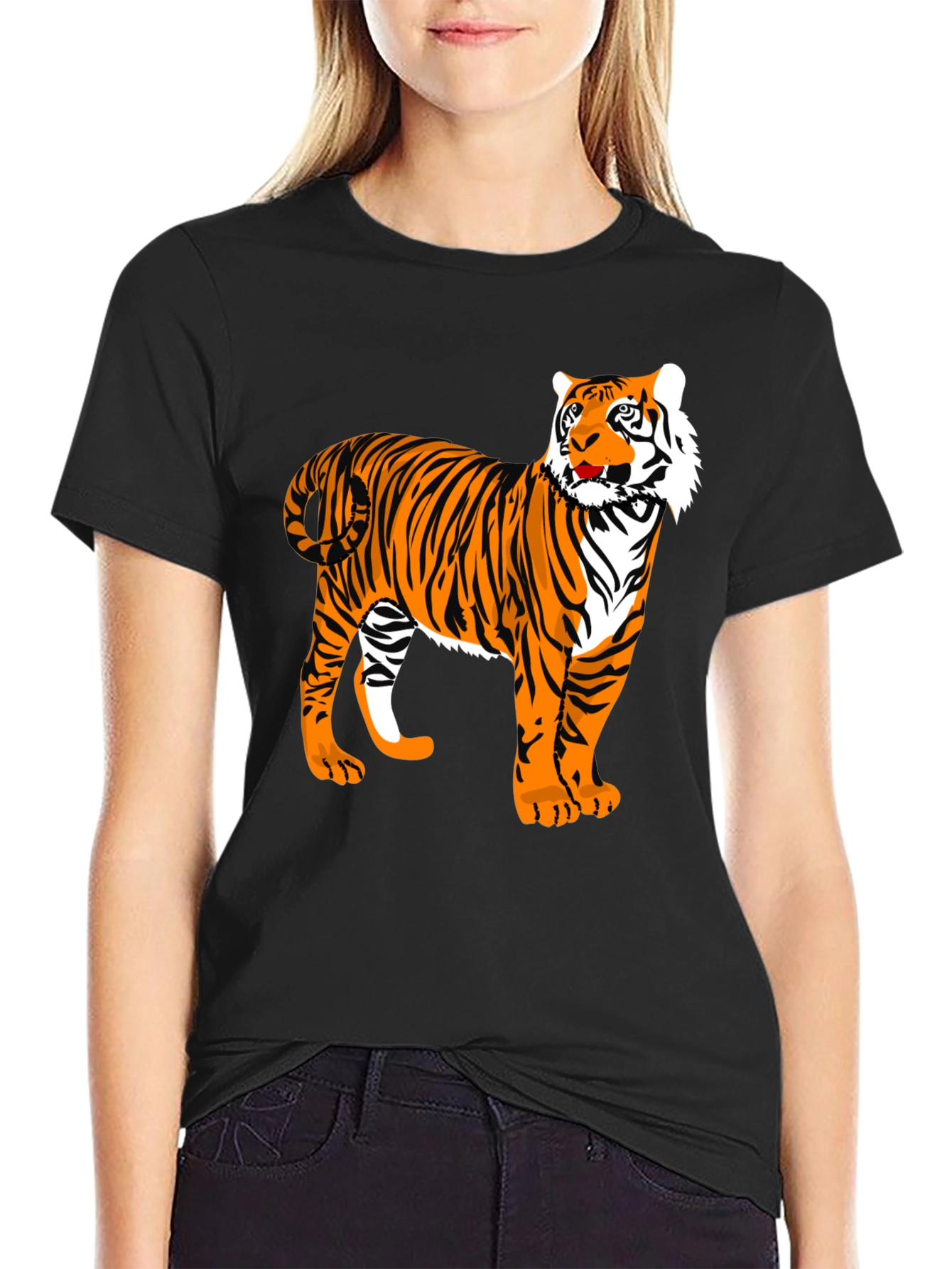 Tiger Graphic Print Black T-Shirt