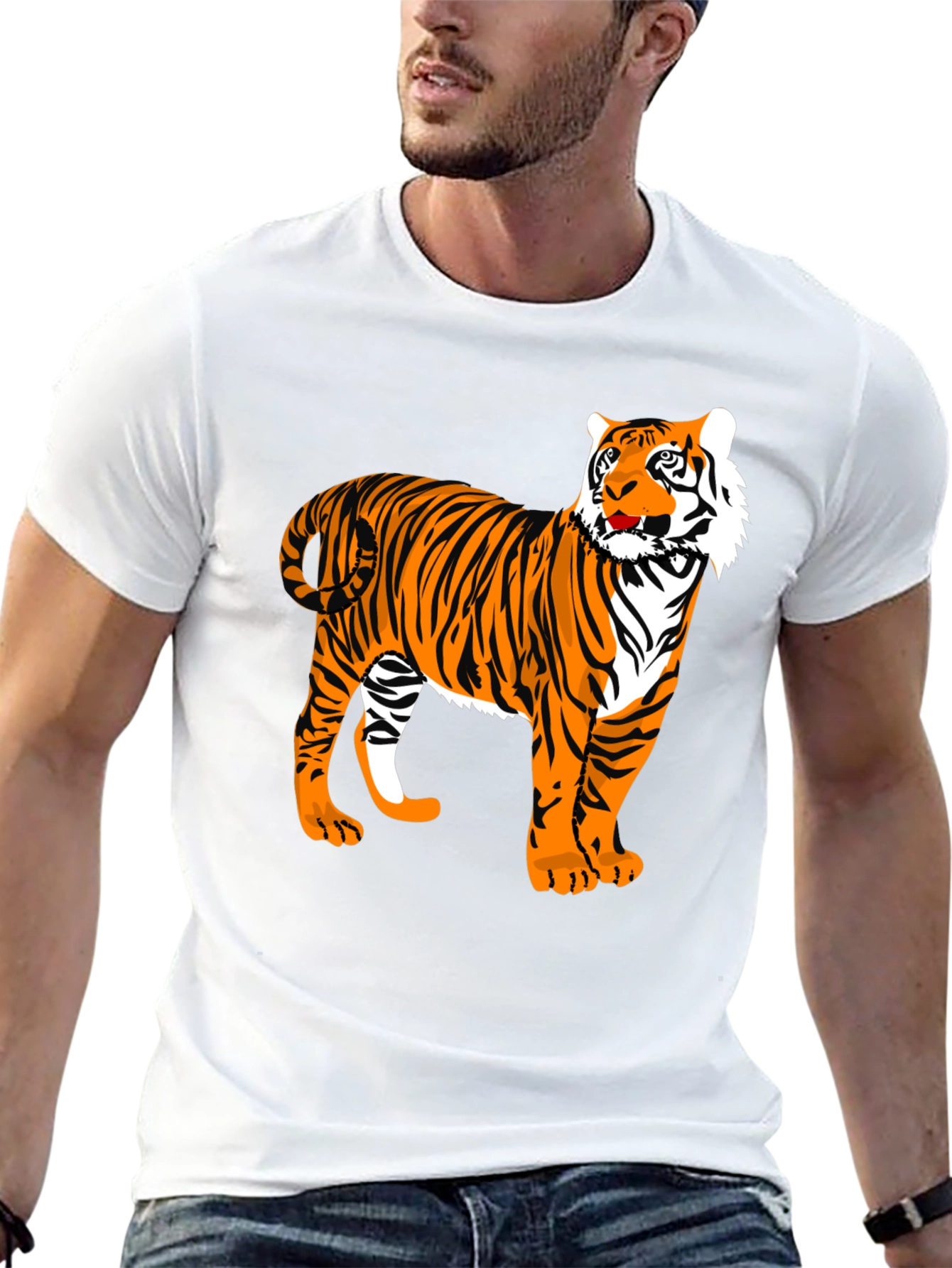 Tiger Graphic Print Black T-Shirt