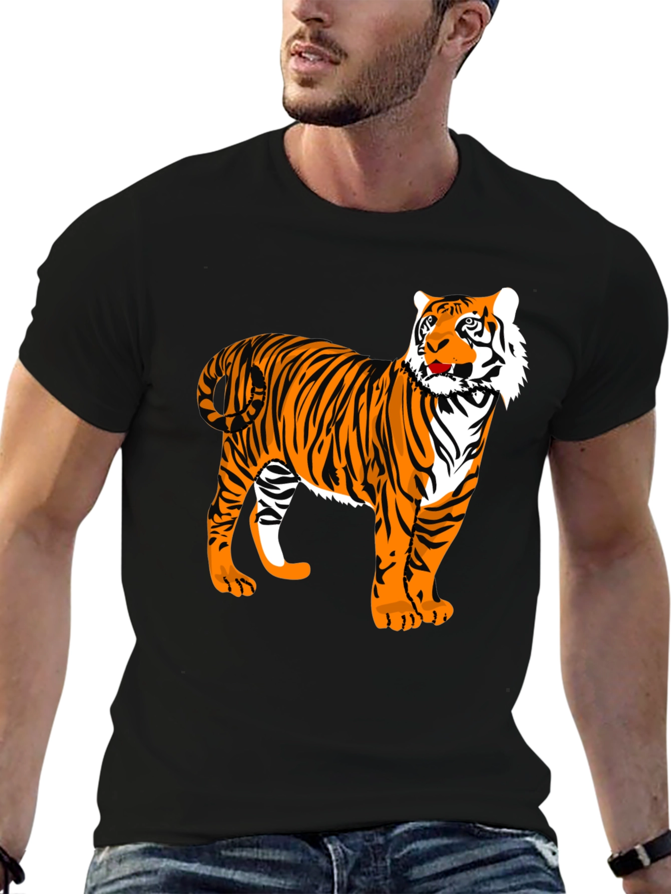 Tiger Graphic Print Black T-Shirt