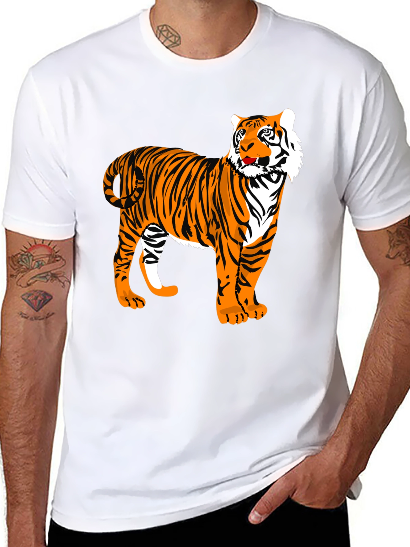 Tiger Graphic Print Black T-Shirt
