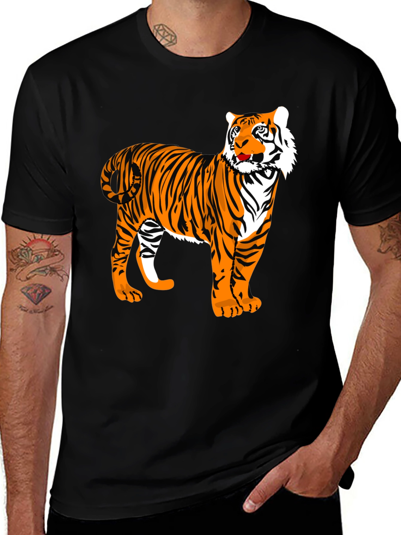 Tiger Graphic Print Black T-Shirt