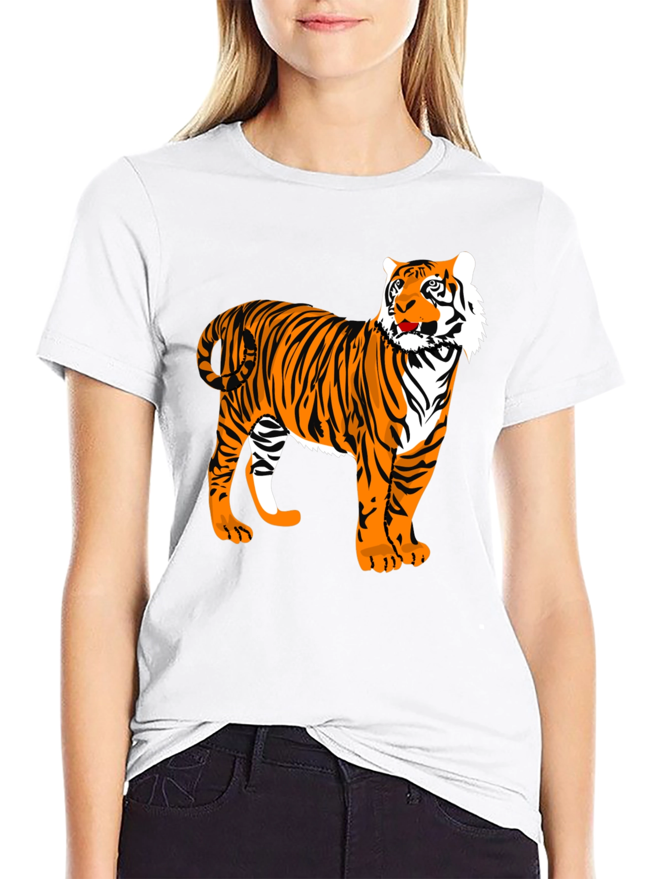 Tiger Graphic Print Black T-Shirt