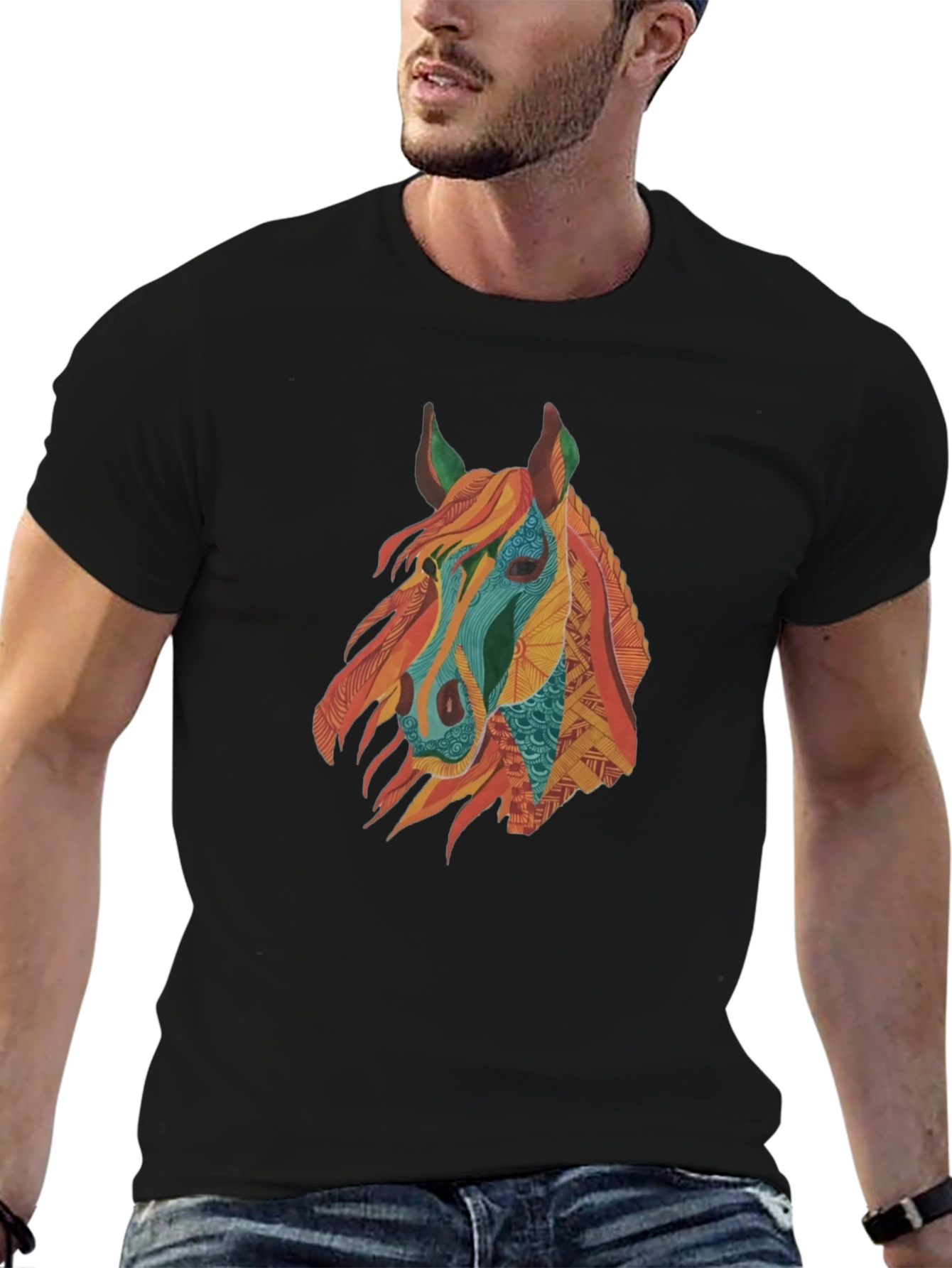 Horse Graphic Tee - Mens Black T-Shirt