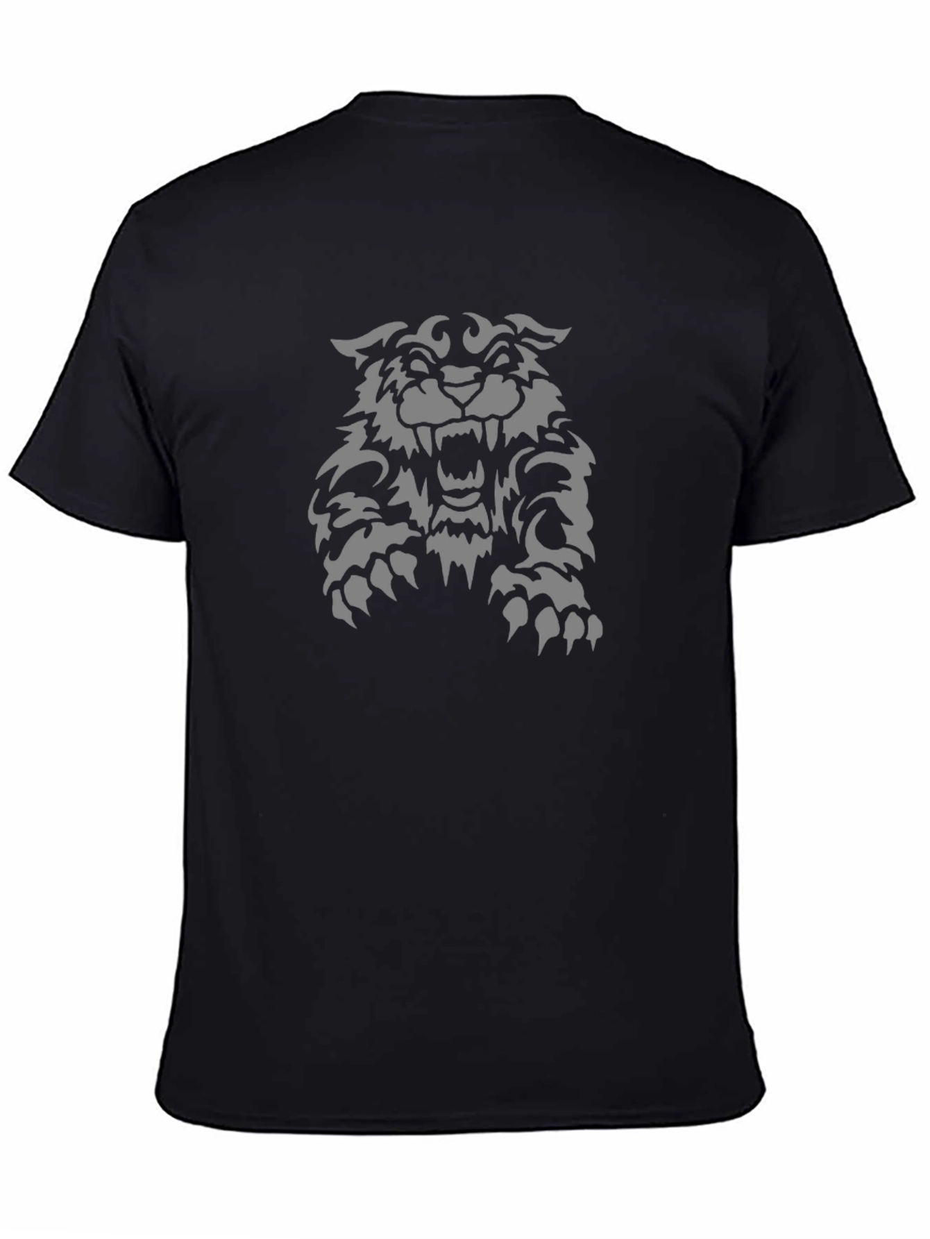 Black Tee with Fierce Wolf Graphic
