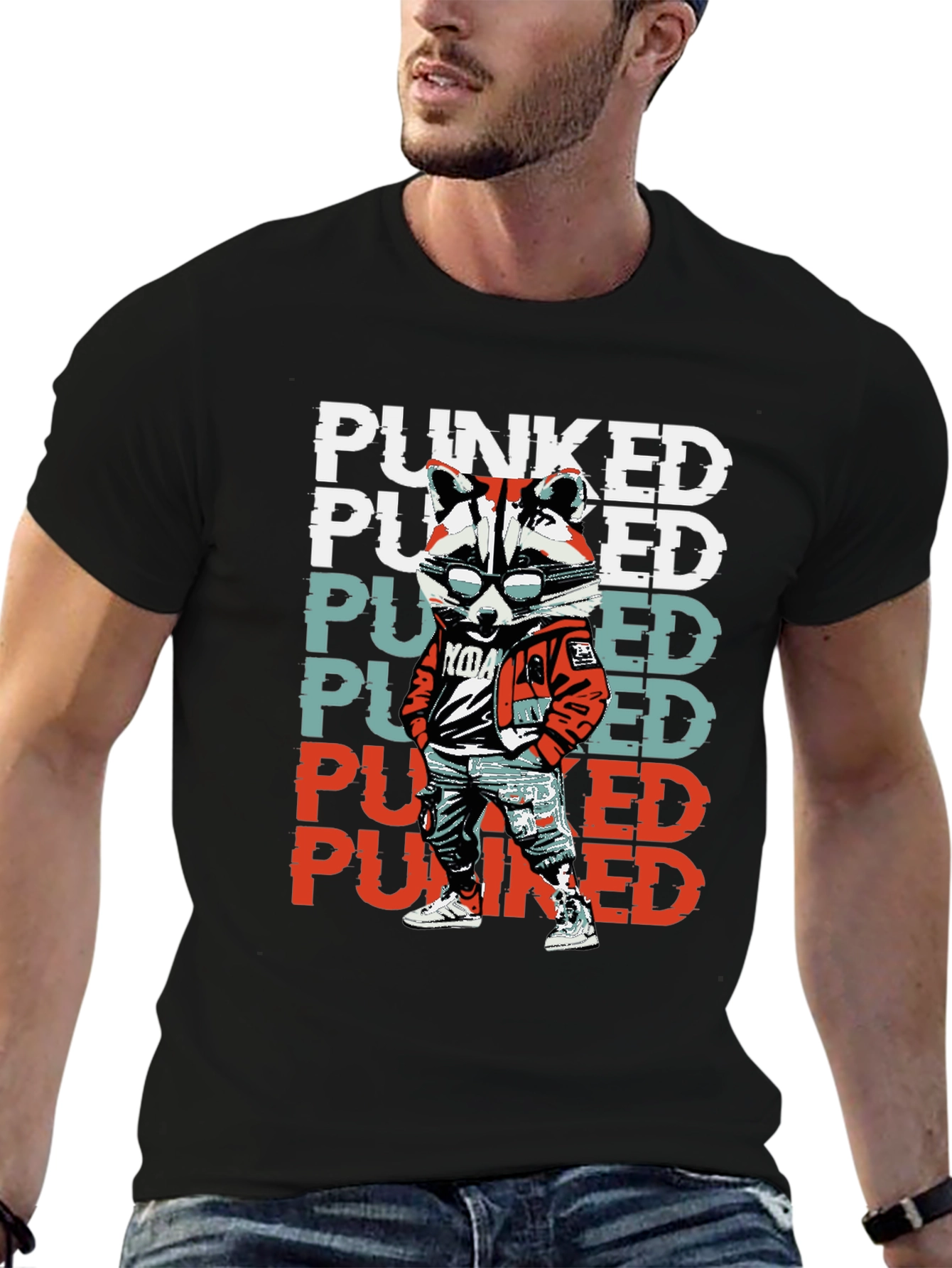 Punked Raccoon Graphic T-Shirt