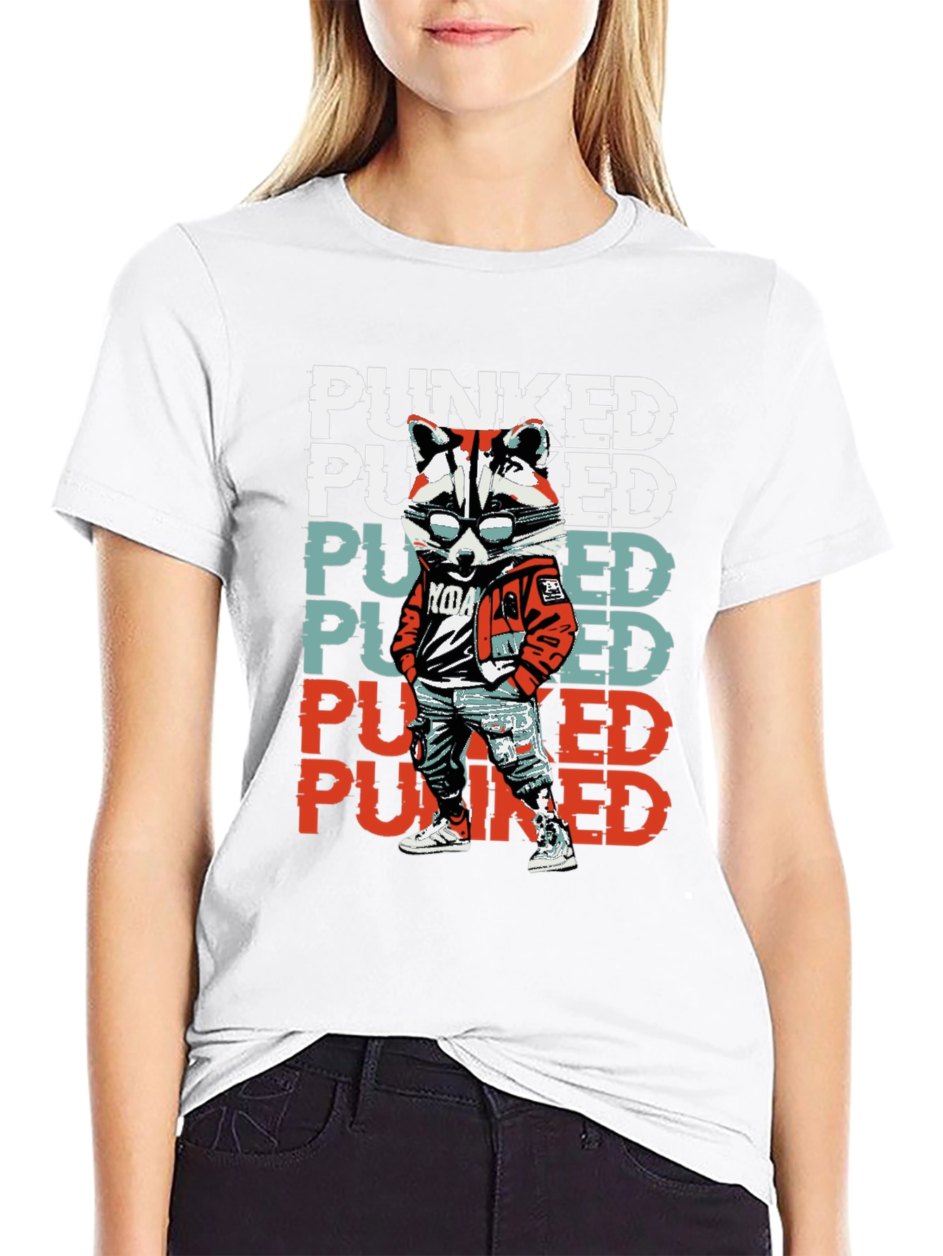 Punked Raccoon Graphic T-Shirt