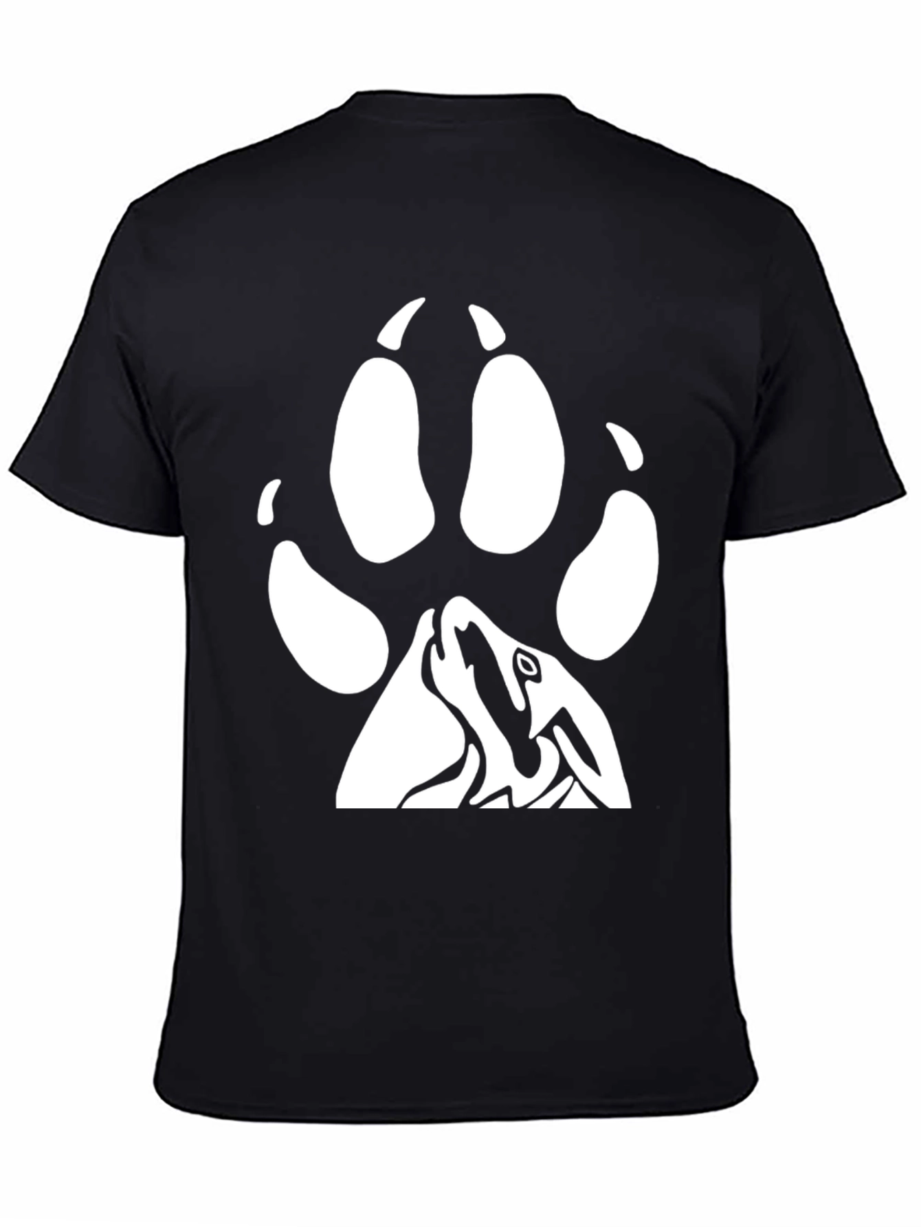 Wolf Paw Print T-Shirt - Black Cotton Tee