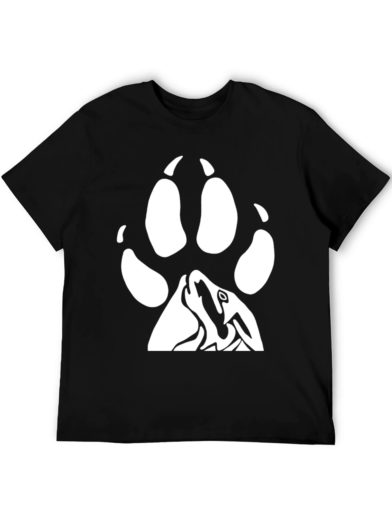 Wolf Paw Print T-Shirt - Black Cotton Tee