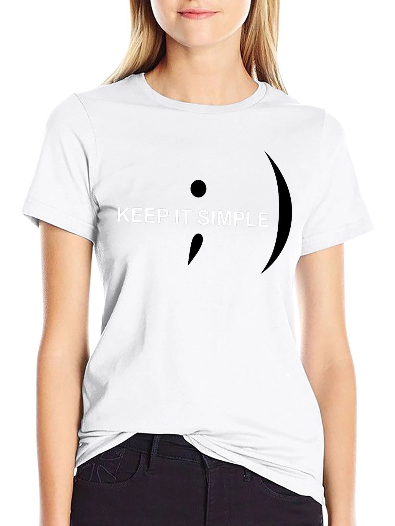 Keep It Simple Semicolon T-Shirt - Black