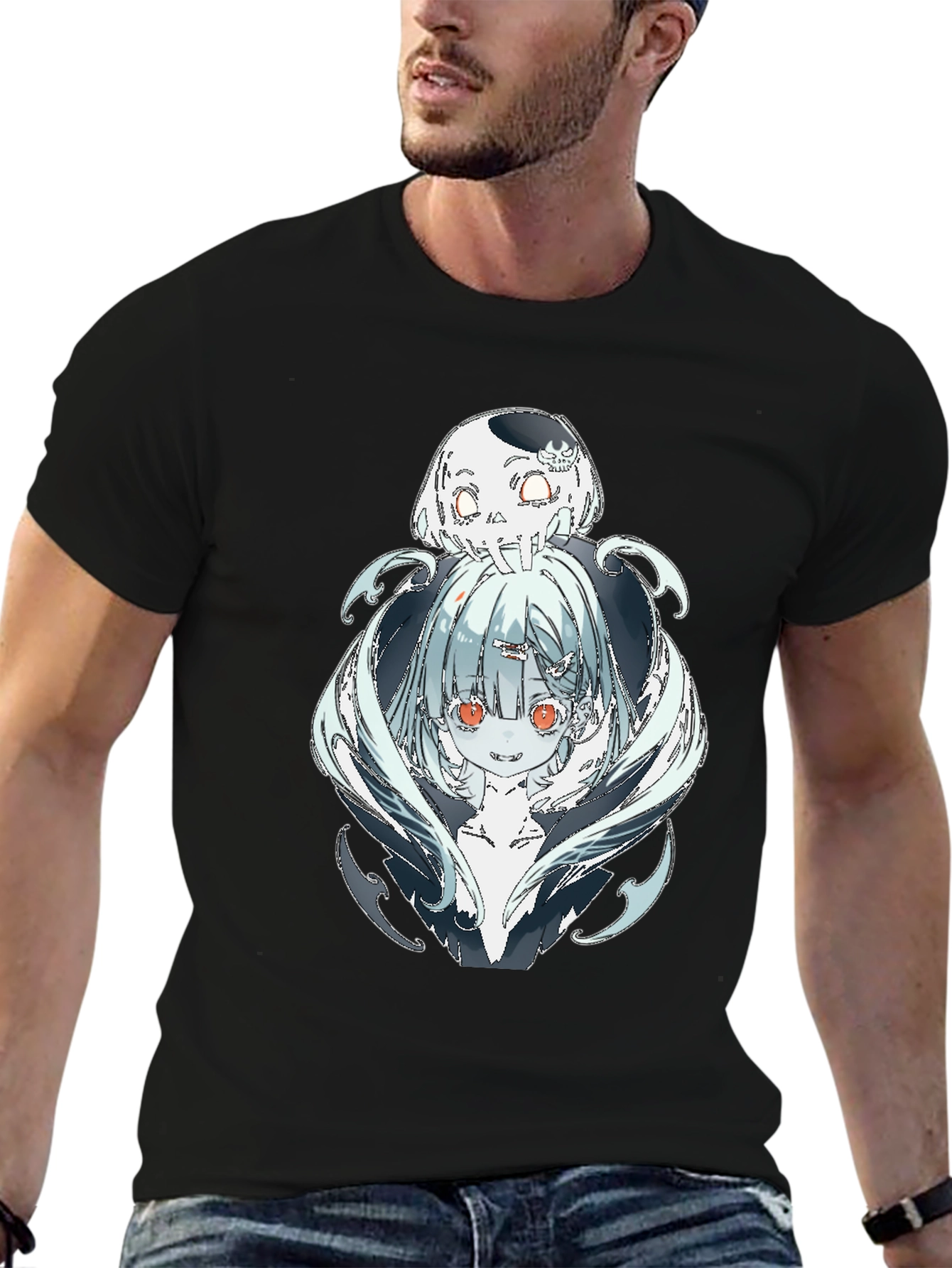 Anime Graphic Black T-Shirt - Death Character