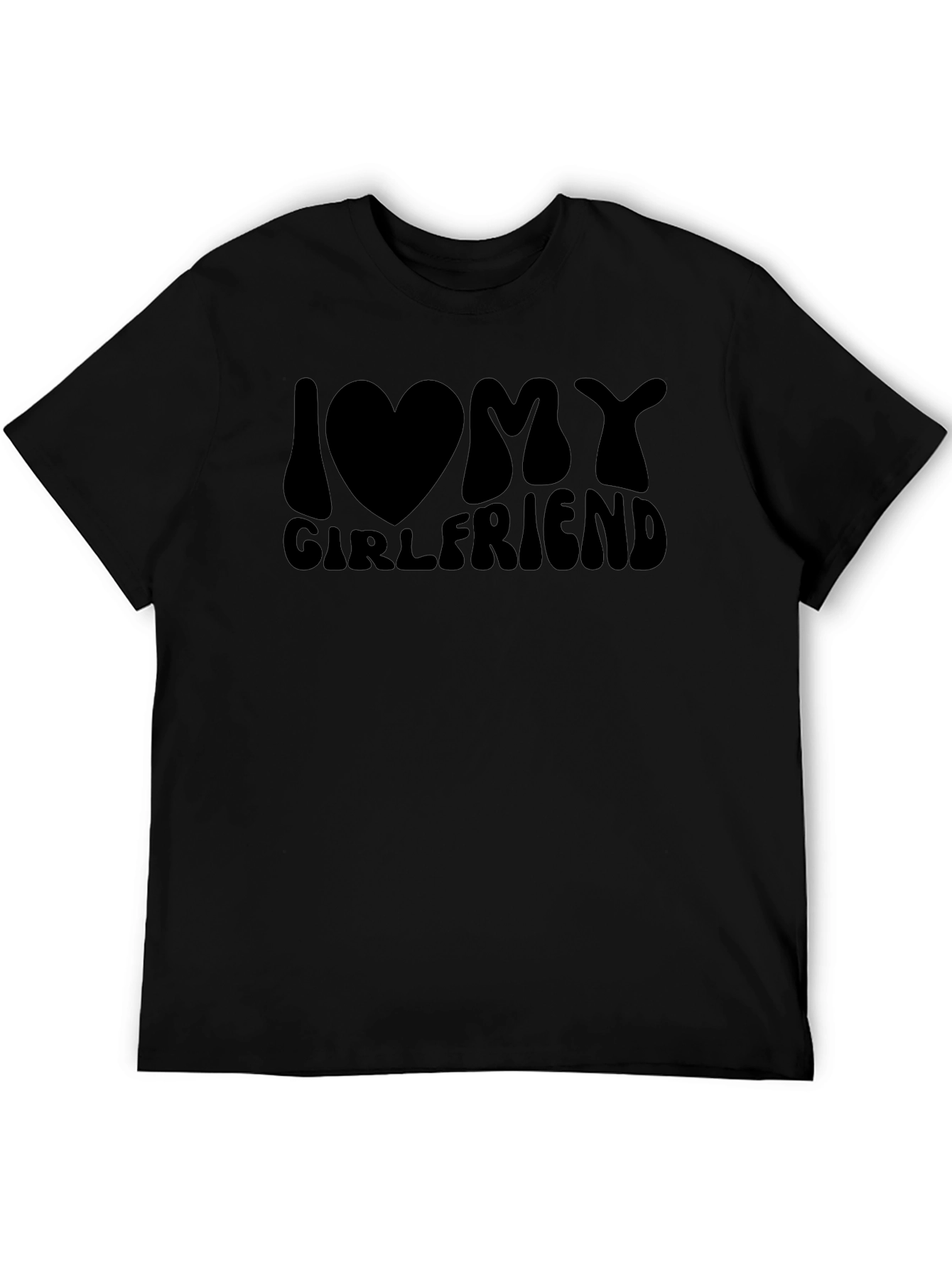 I Love My Girlfriend Black Graphic Tee Shirt