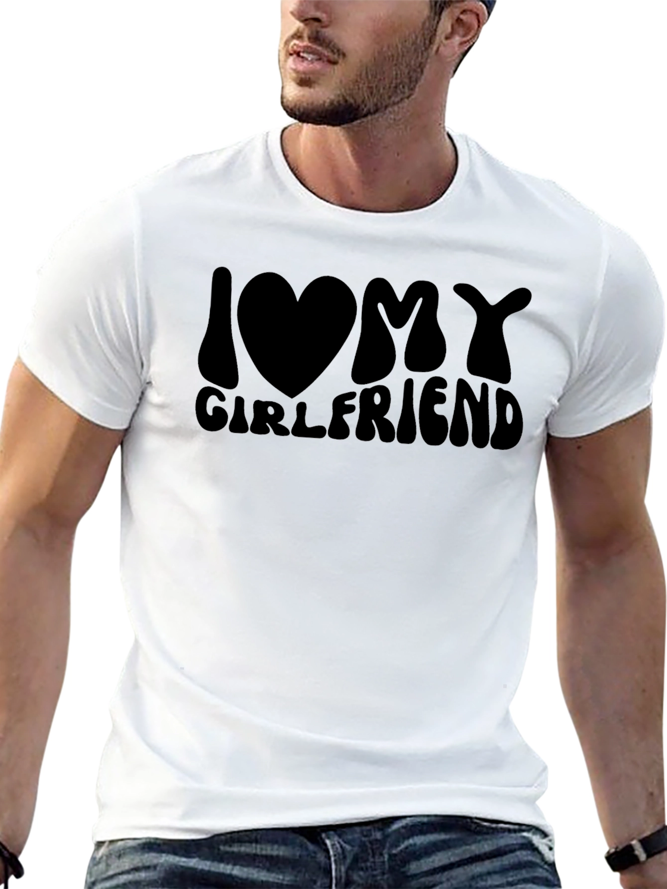 I Love My Girlfriend Black Graphic Tee Shirt