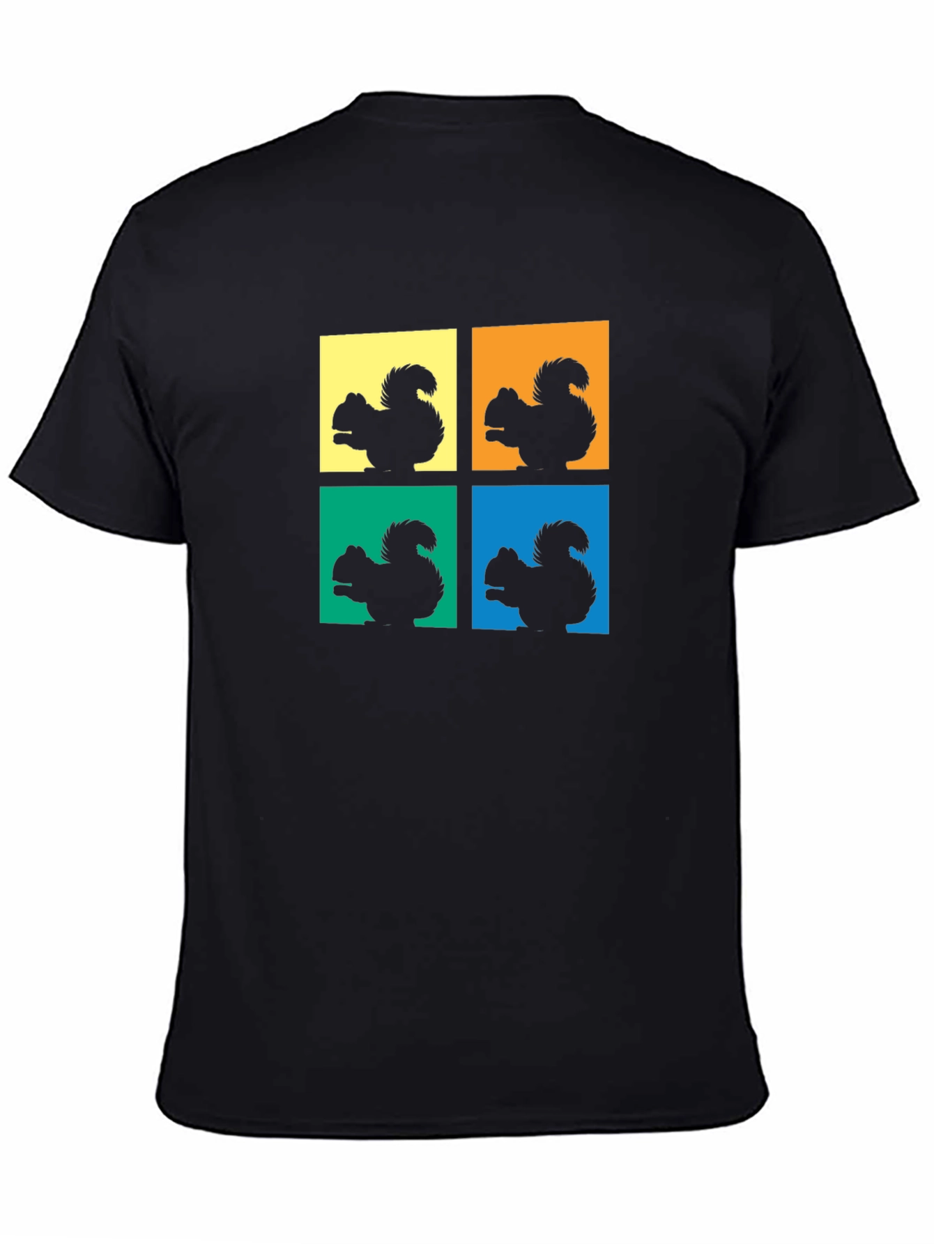 Squirrel Pop Art Black T-Shirt