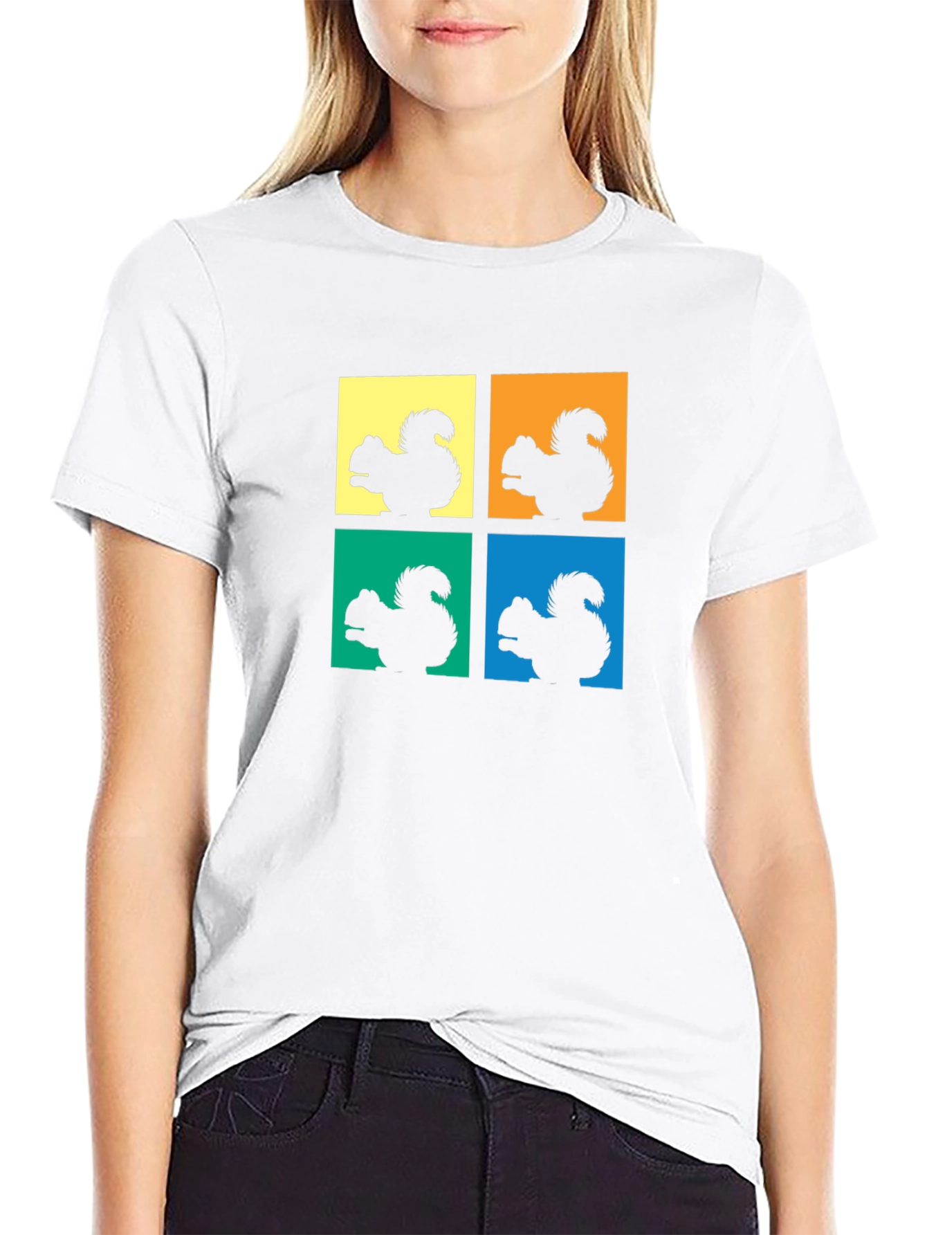 Squirrel Pop Art Black T-Shirt