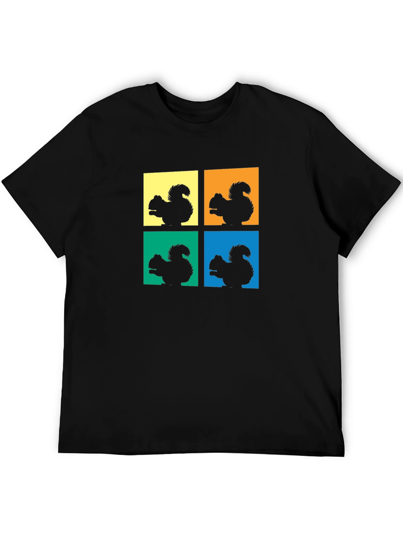Squirrel Pop Art Black T-Shirt
