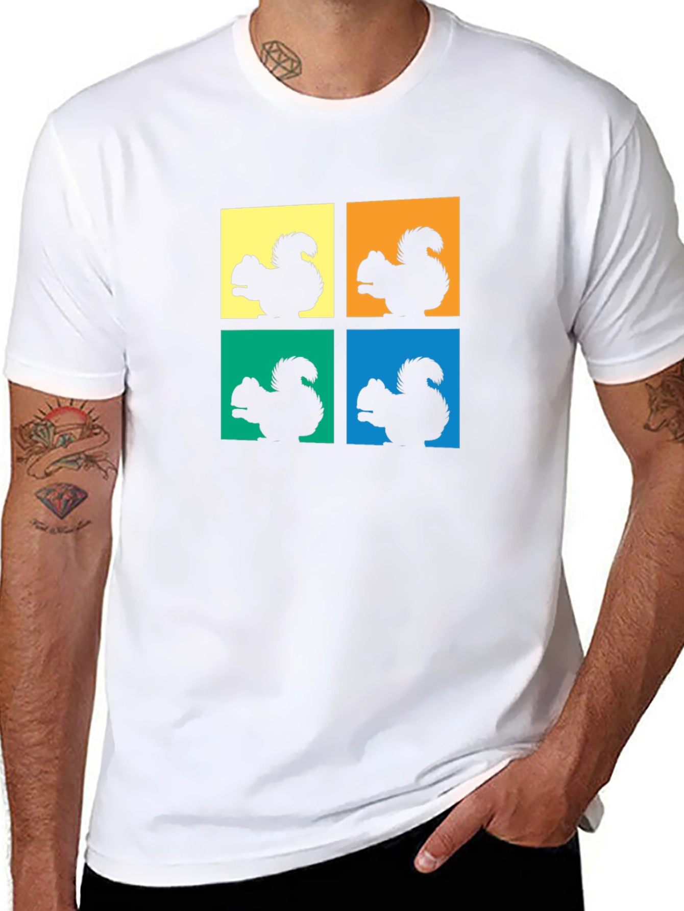 Squirrel Pop Art Black T-Shirt