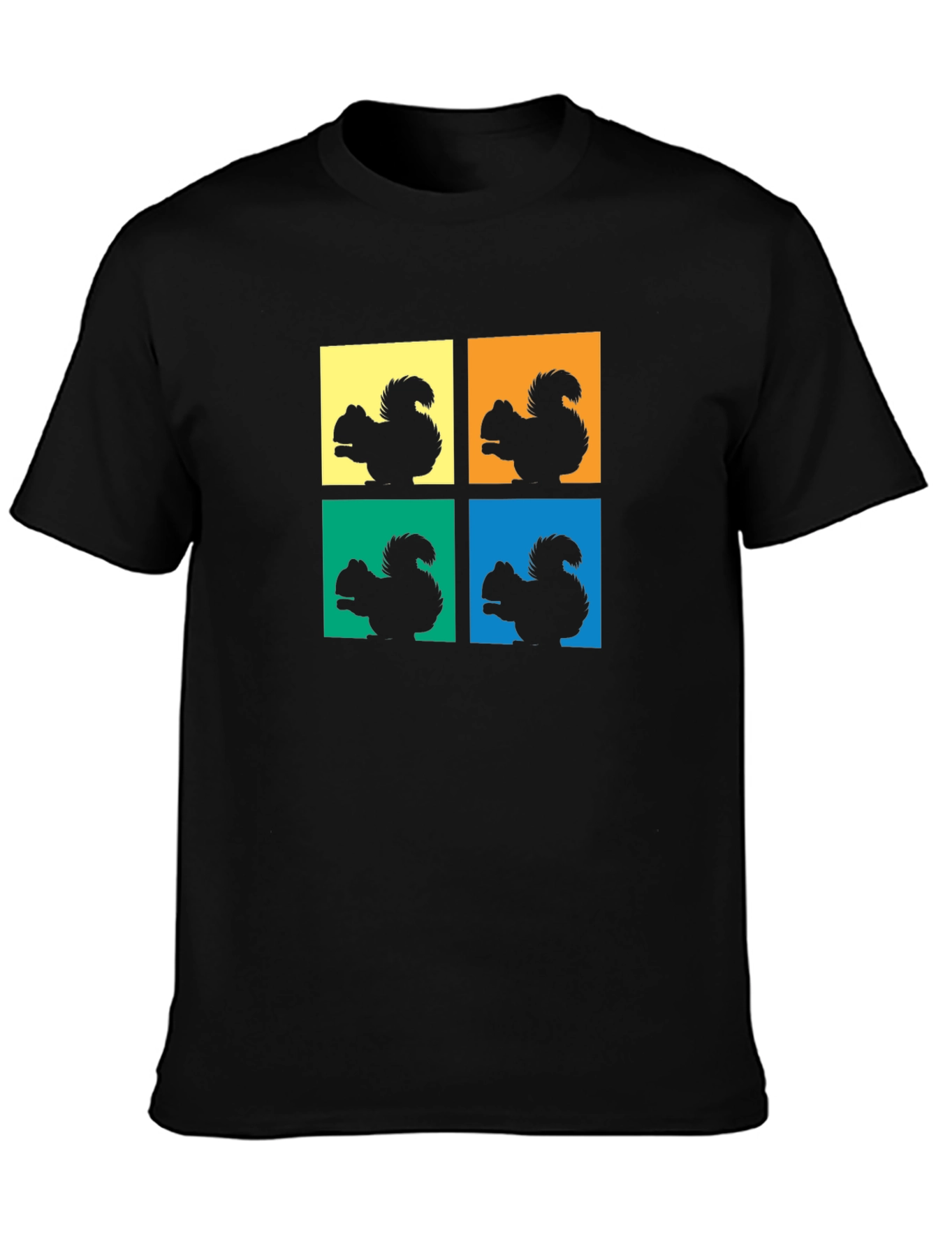 Squirrel Pop Art Black T-Shirt