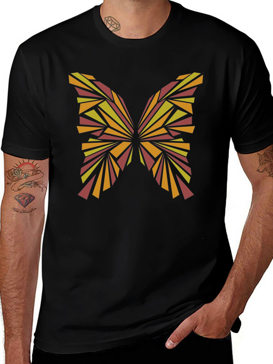 Abstract Butterfly Graphic Tee - Stylish Black T-Shirt