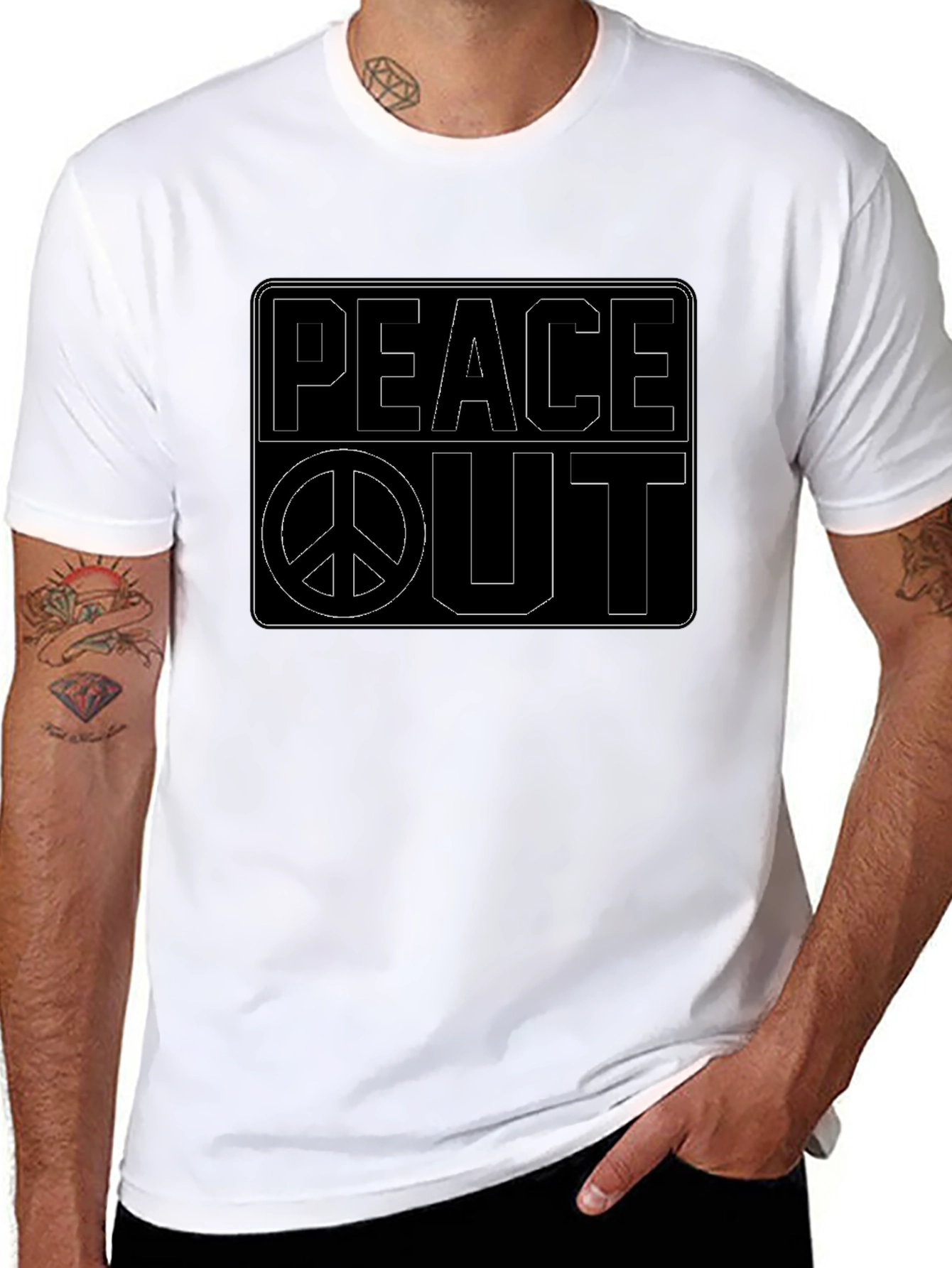 Peace Out T-Shirt - Black Graphic Tee