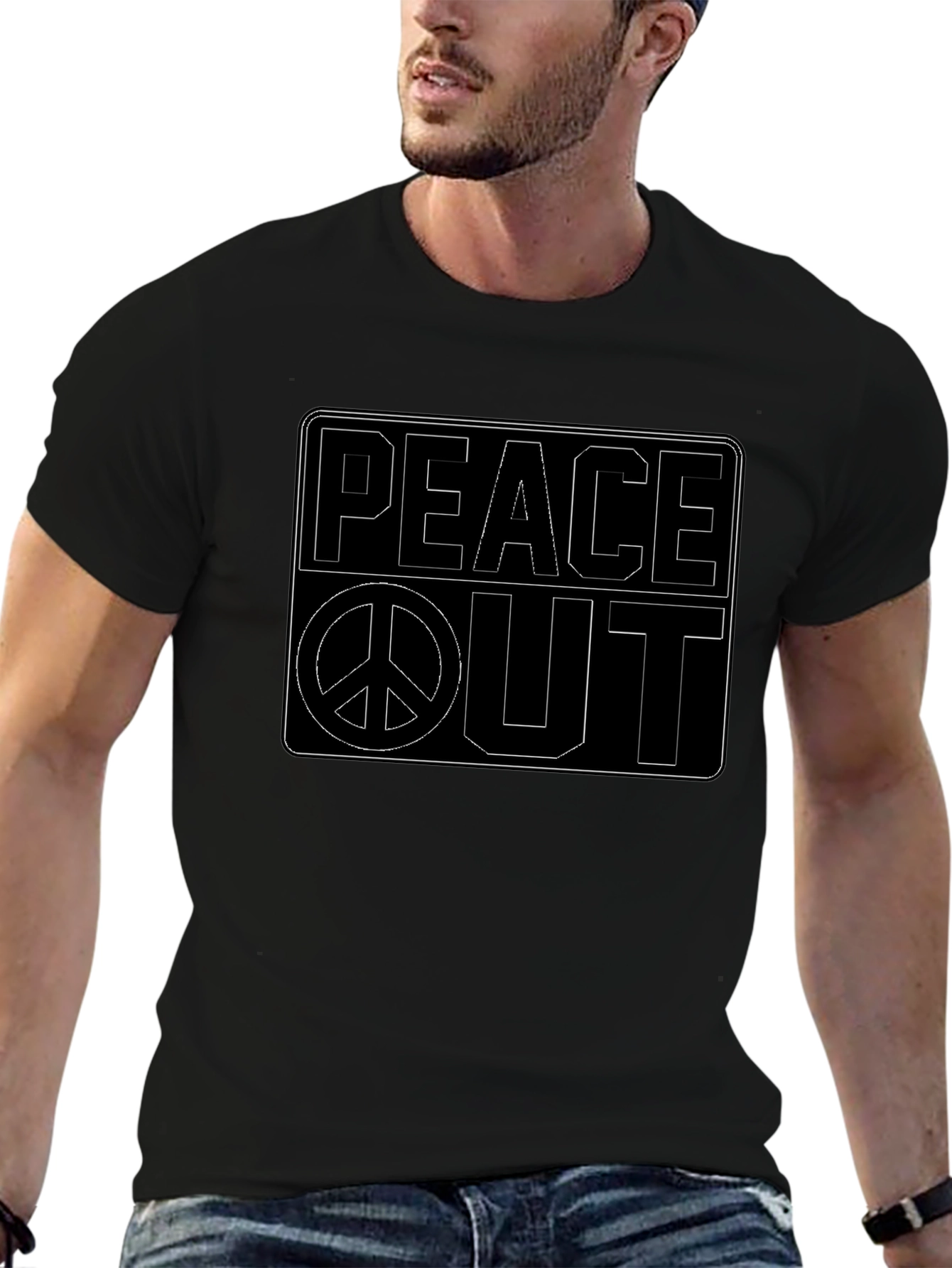 Peace Out T-Shirt - Black Graphic Tee