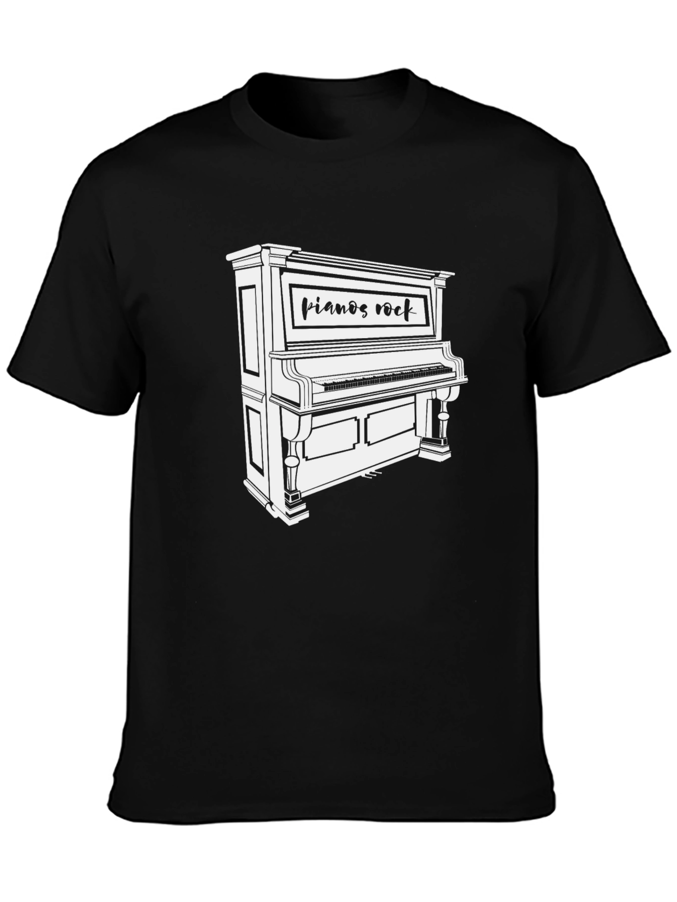 Pianos Rock Mens Black T-Shirt