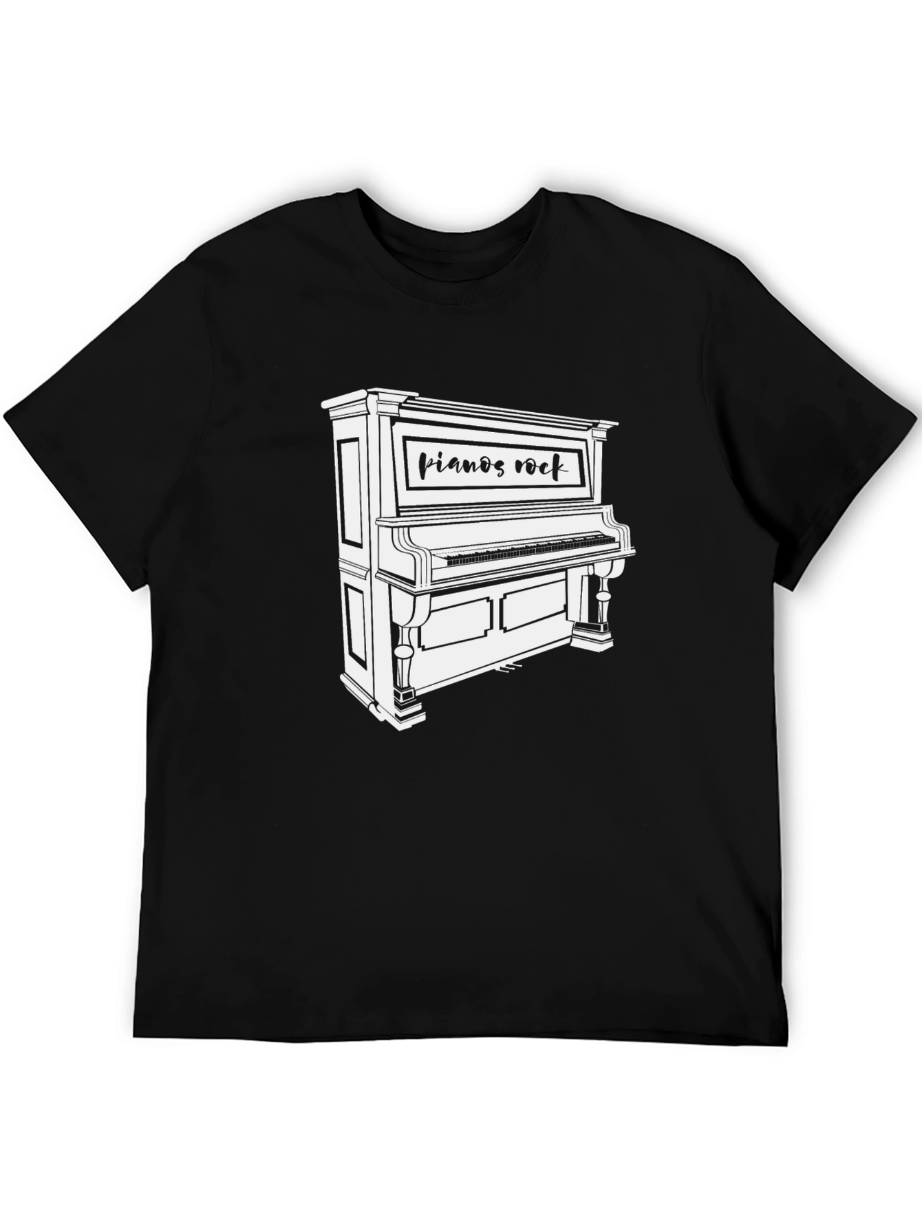 Pianos Rock Mens Black T-Shirt