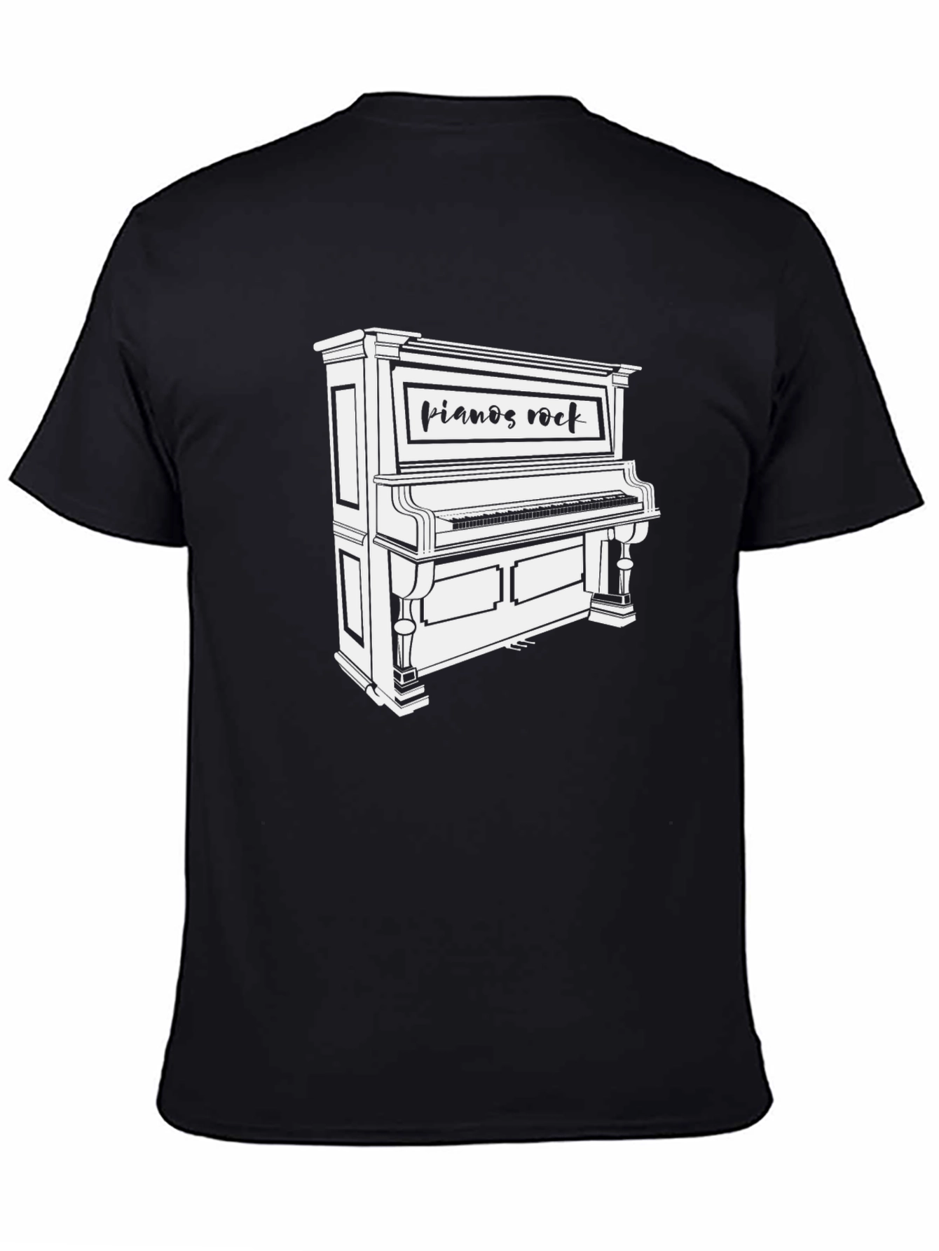 Pianos Rock Mens Black T-Shirt