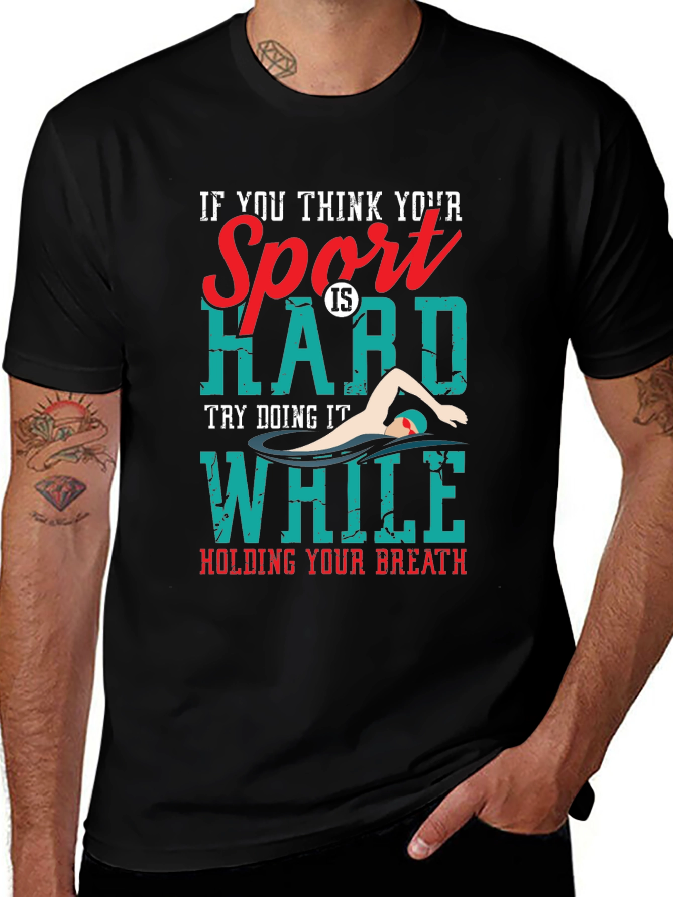 Funny Swimmer T-Shirt: Hard Sport Hold Your Breath