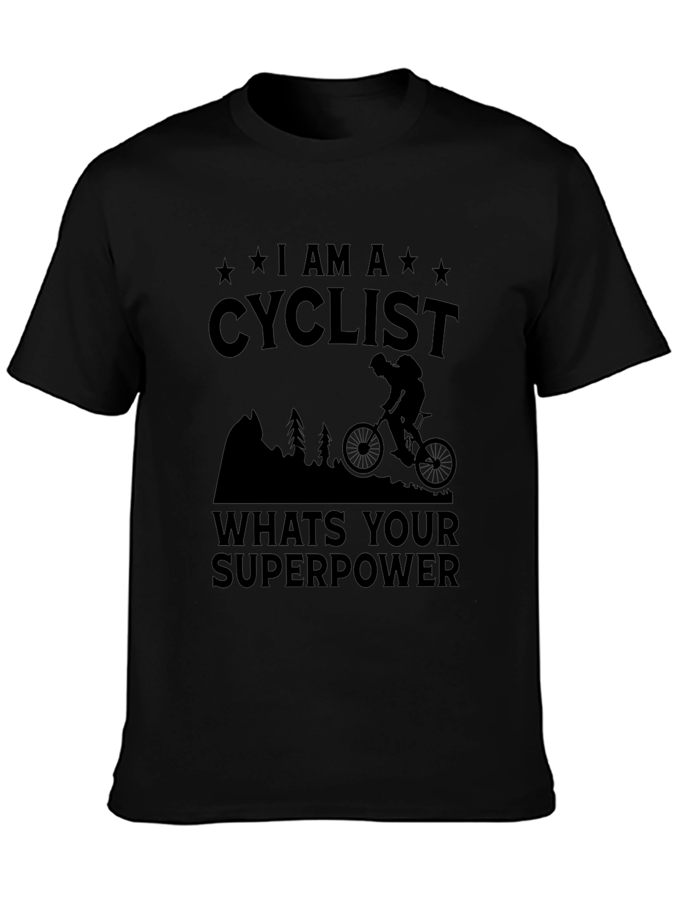 Cyclist Superpower Black T-Shirt for Men