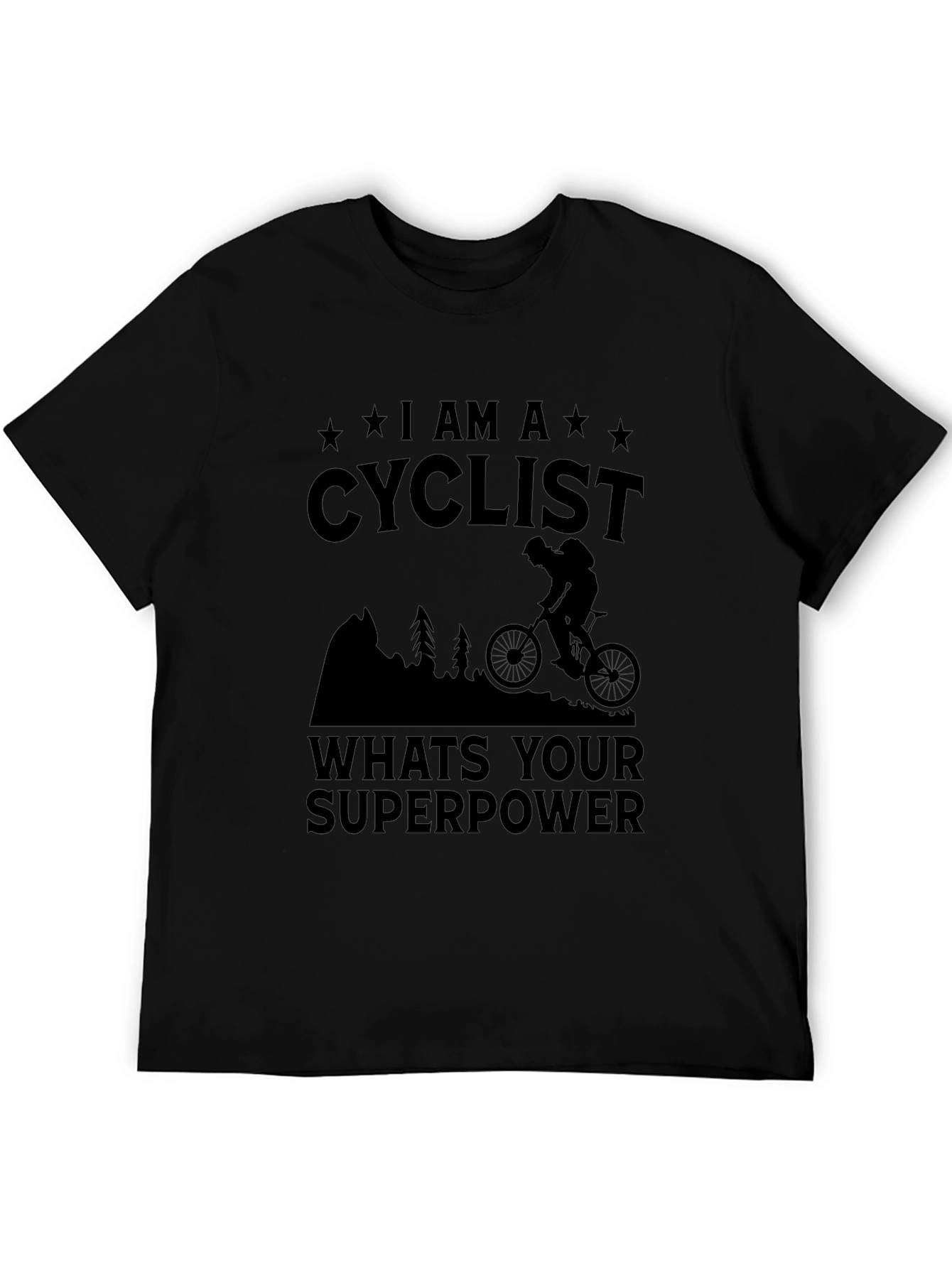 Cyclist Superpower Black T-Shirt for Men