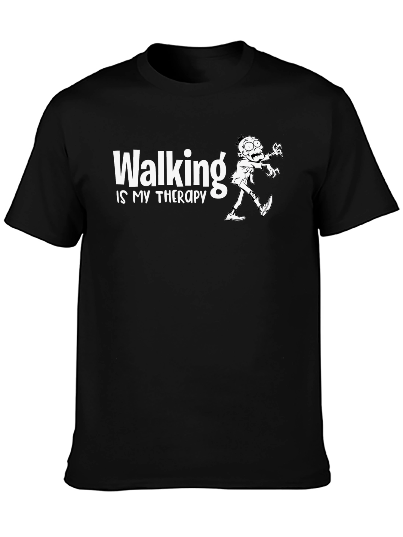 Walking is My Therapy Black T-Shirt