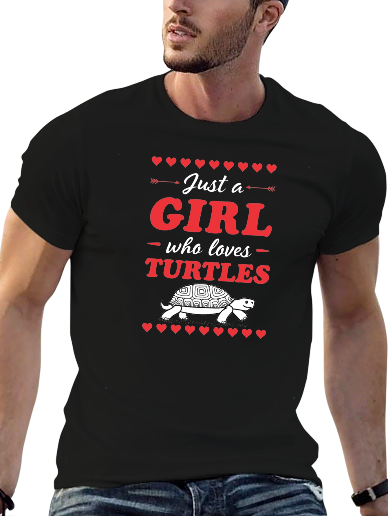Girl Who Loves Turtles Black T-Shirt
