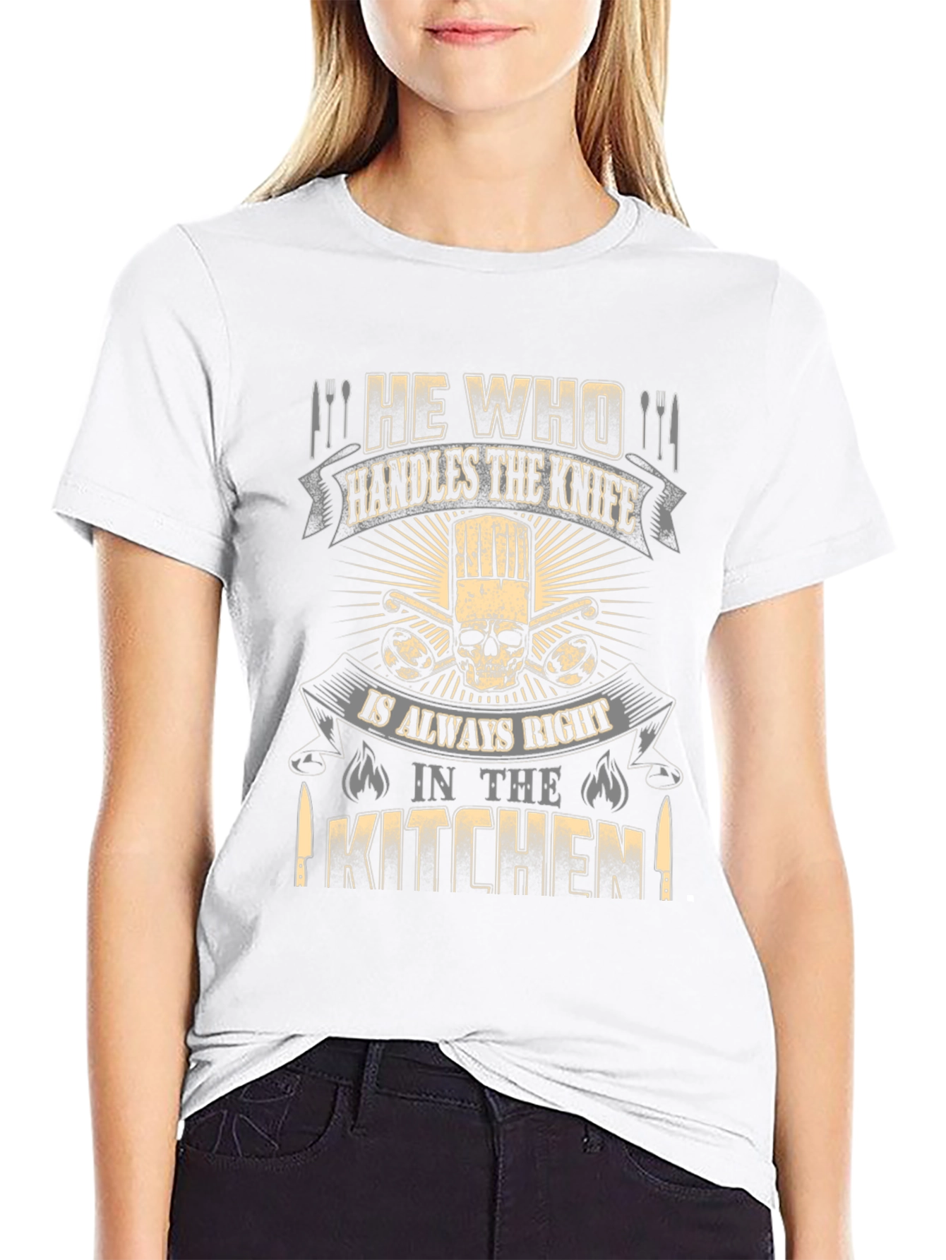 Chef Skull T-Shirt - He Who Handles the Knife