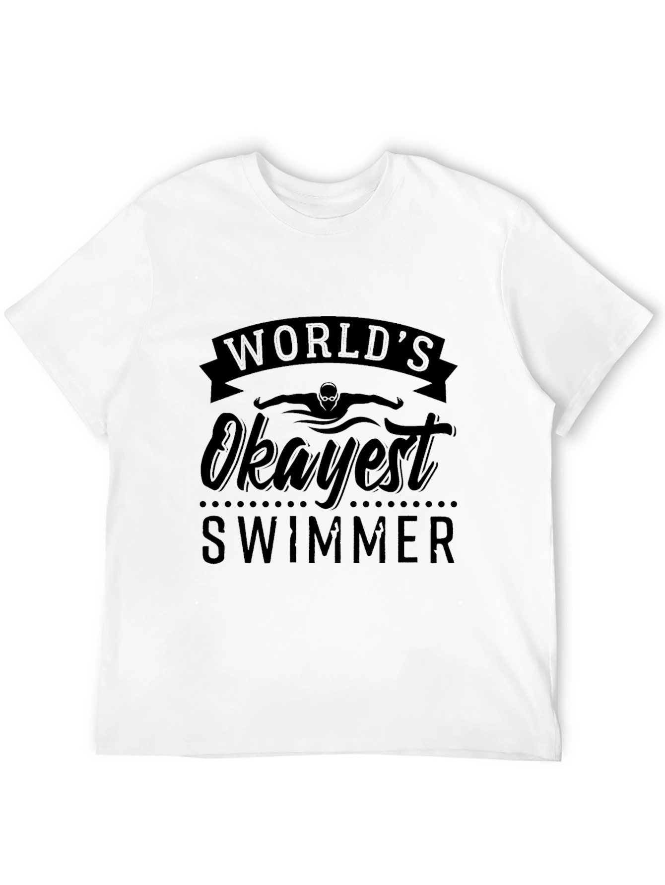 Worlds Okayest Swimmer Black Graphic T-Shirt
