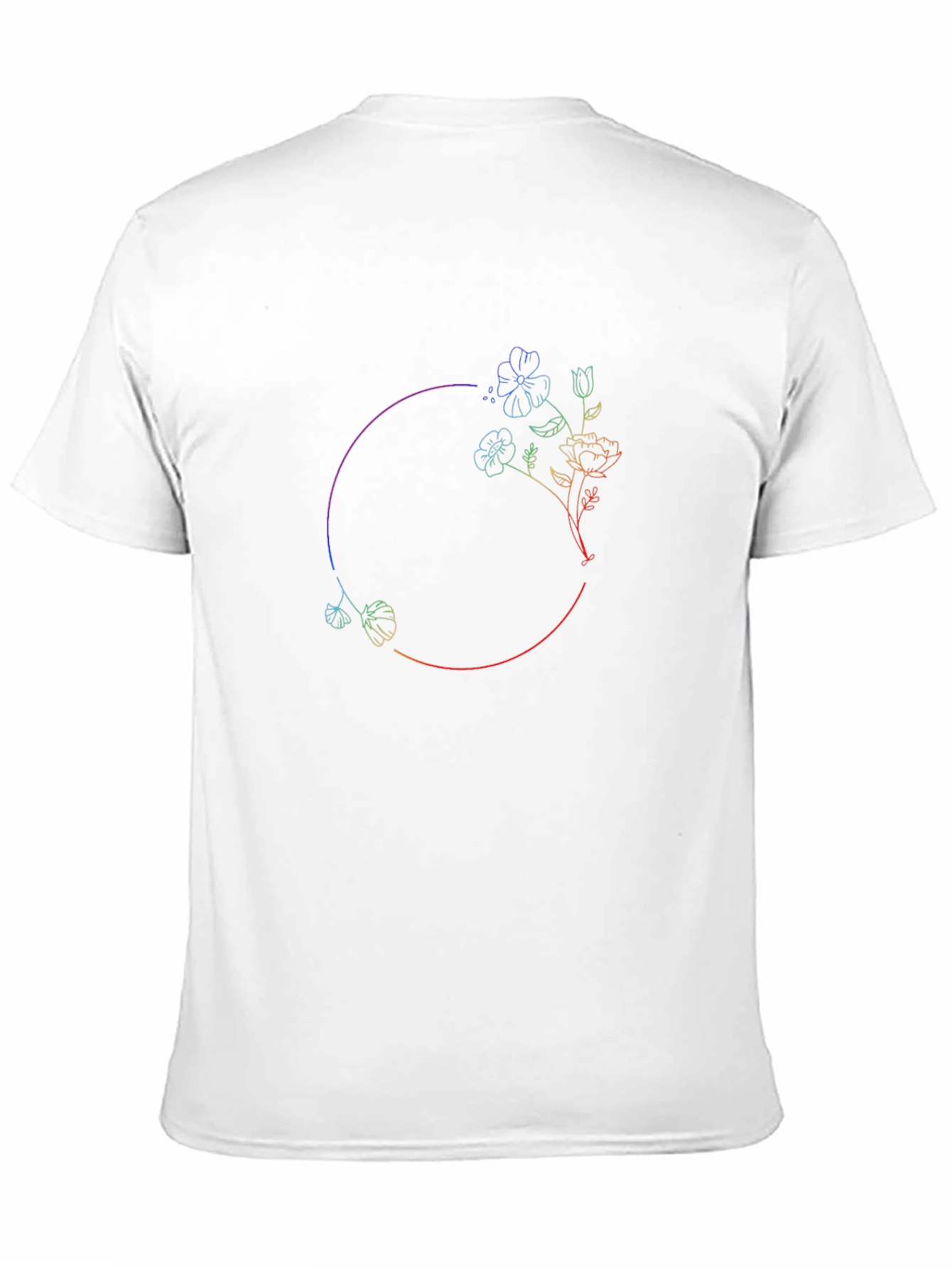 Rainbow Floral Circle Graphic Black T-Shirt