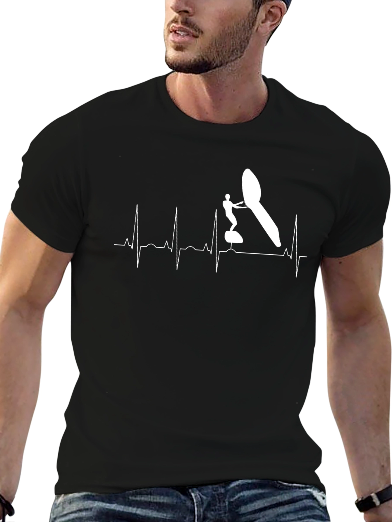 Windsurfing Heartbeat T-Shirt - Black