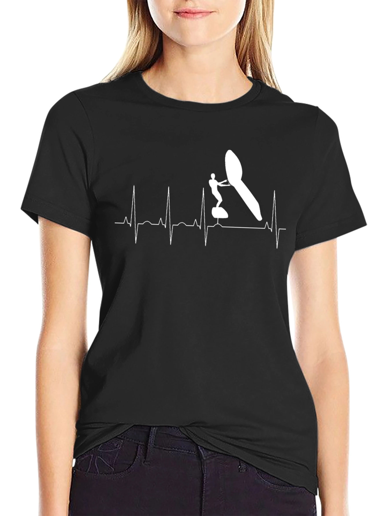 Windsurfing Heartbeat T-Shirt - Black