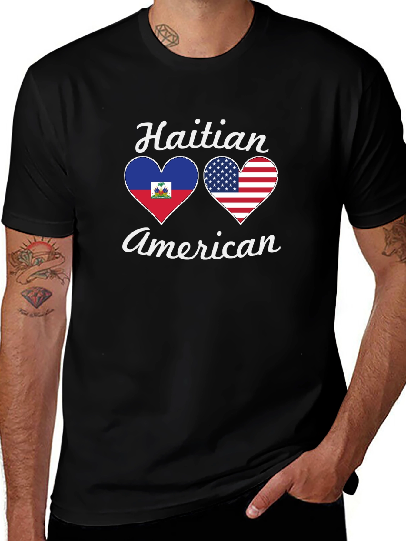 Haitian American Flag Heart T-Shirt