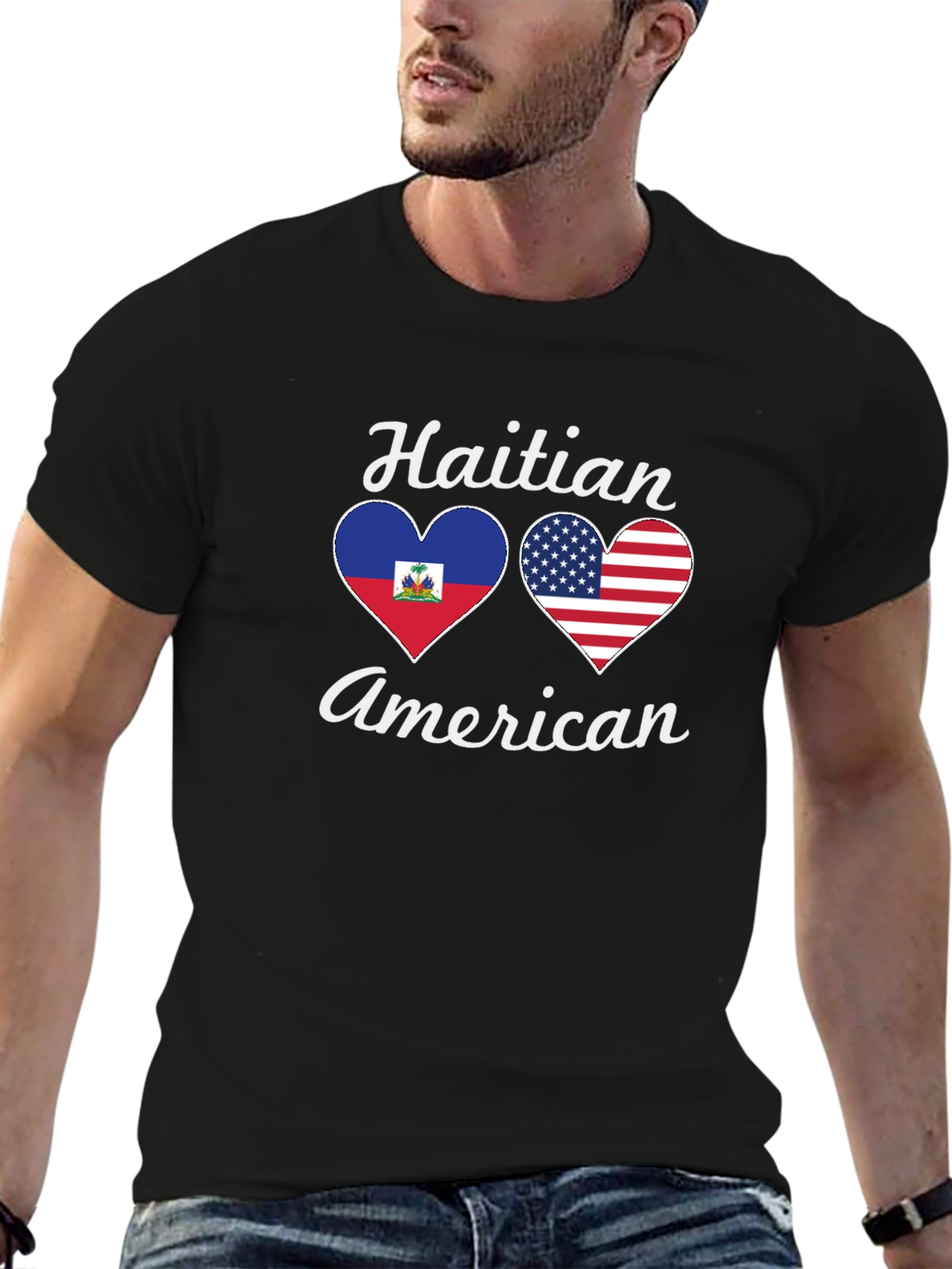 Haitian American Flag Heart T-Shirt