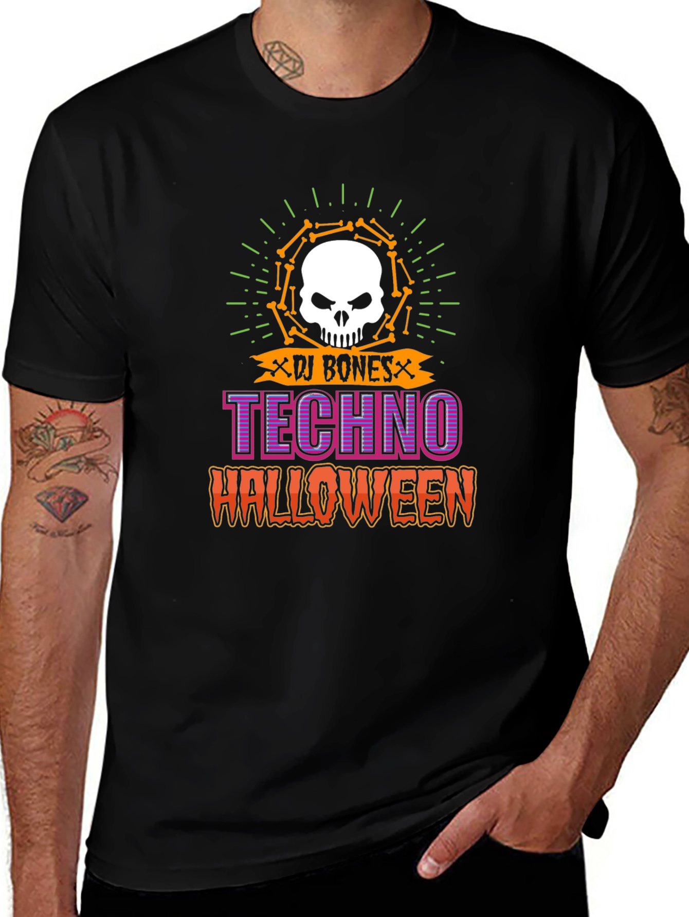 DJ Bones Techno Halloween Graphic Tee