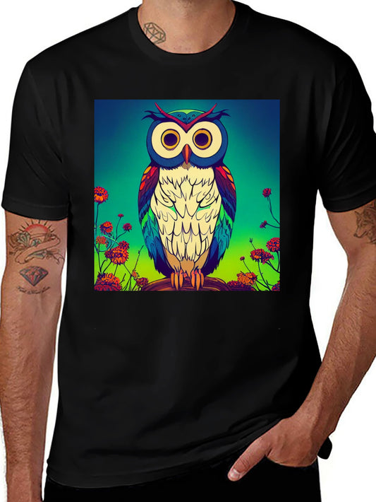 Colorful Owl Graphic Print Tee