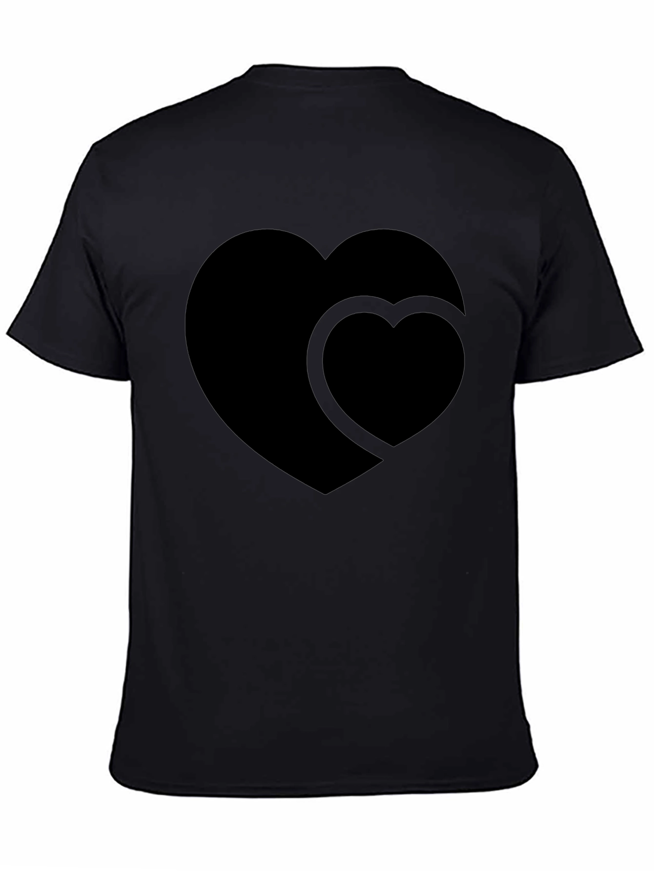 Mens Black Double Heart Graphic T-Shirt