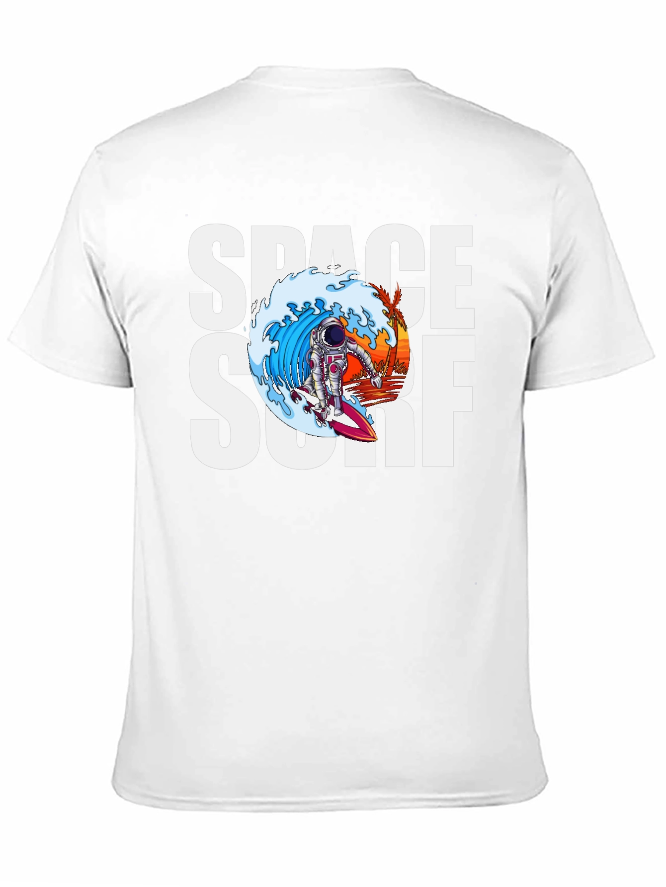 Space Surf Graphic Tee - Astronaut Surfing T-Shirt