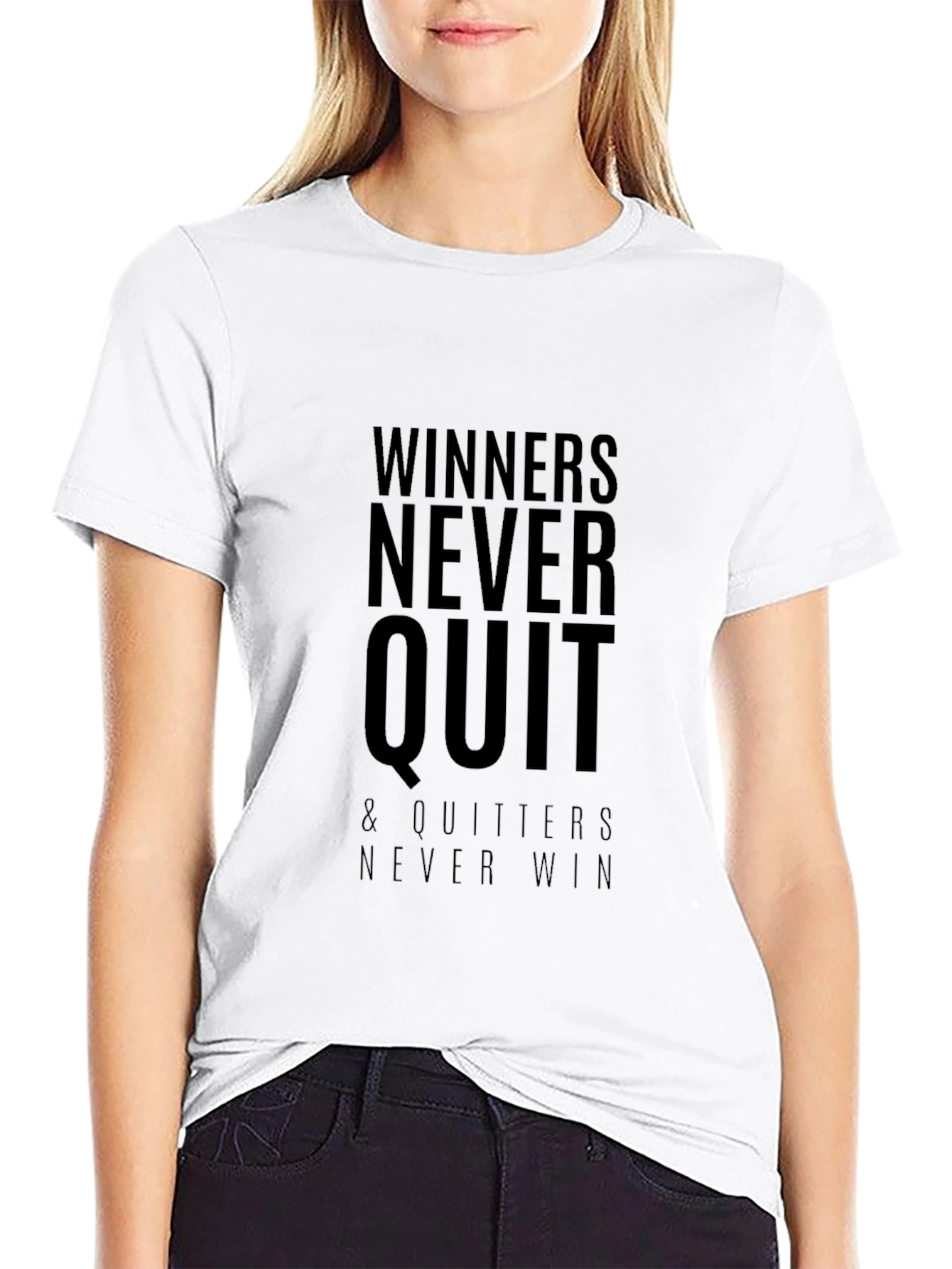 Winners Never Quit Black Graphic Tee
