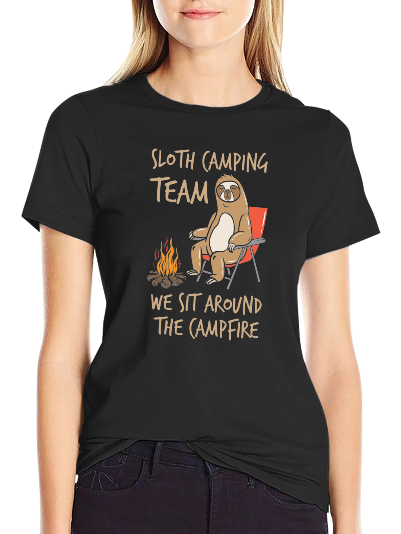 Sloth Camping Team Graphic Tee - Campfire T-Shirt