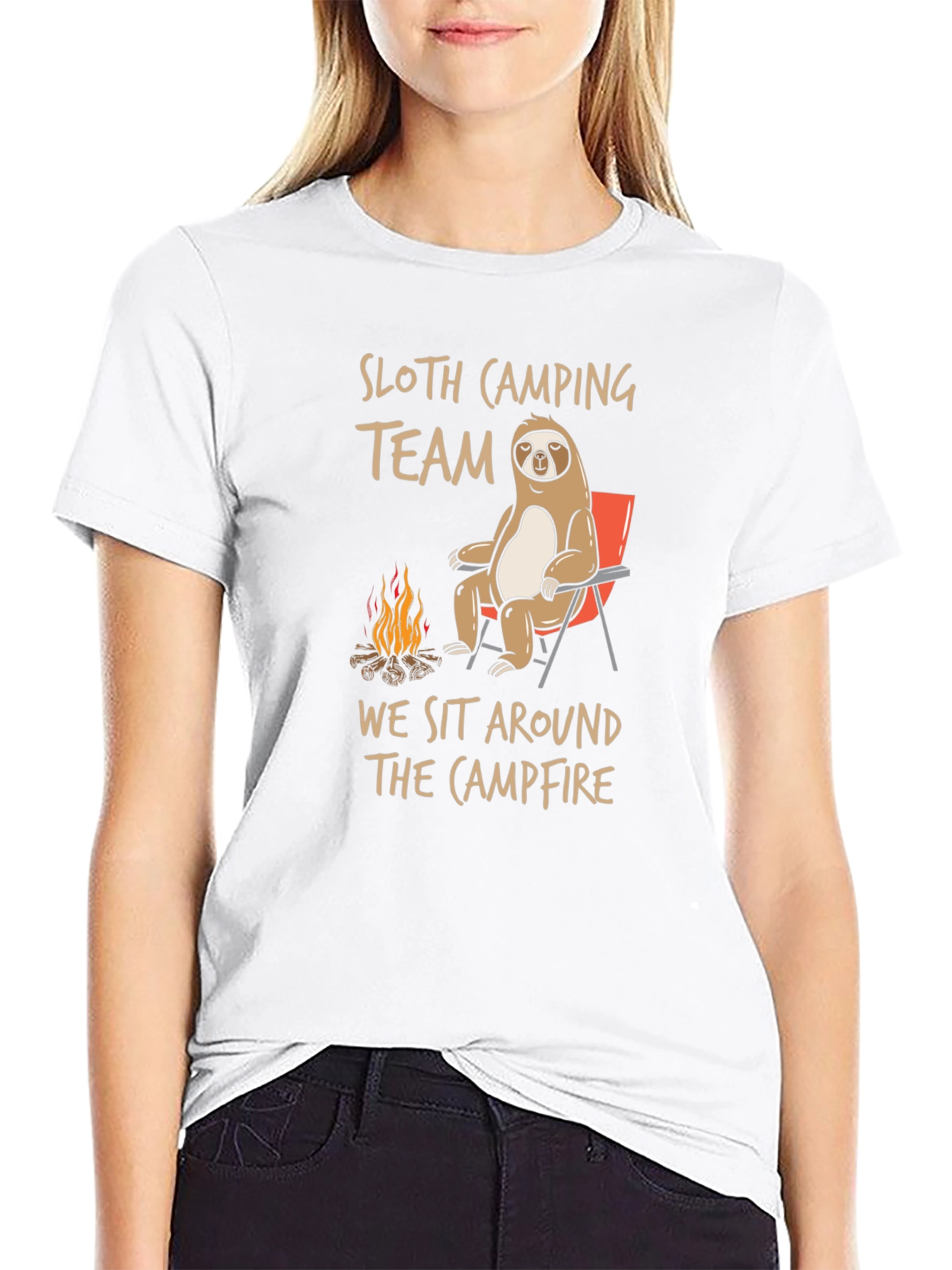 Sloth Camping Team Graphic Tee - Campfire T-Shirt